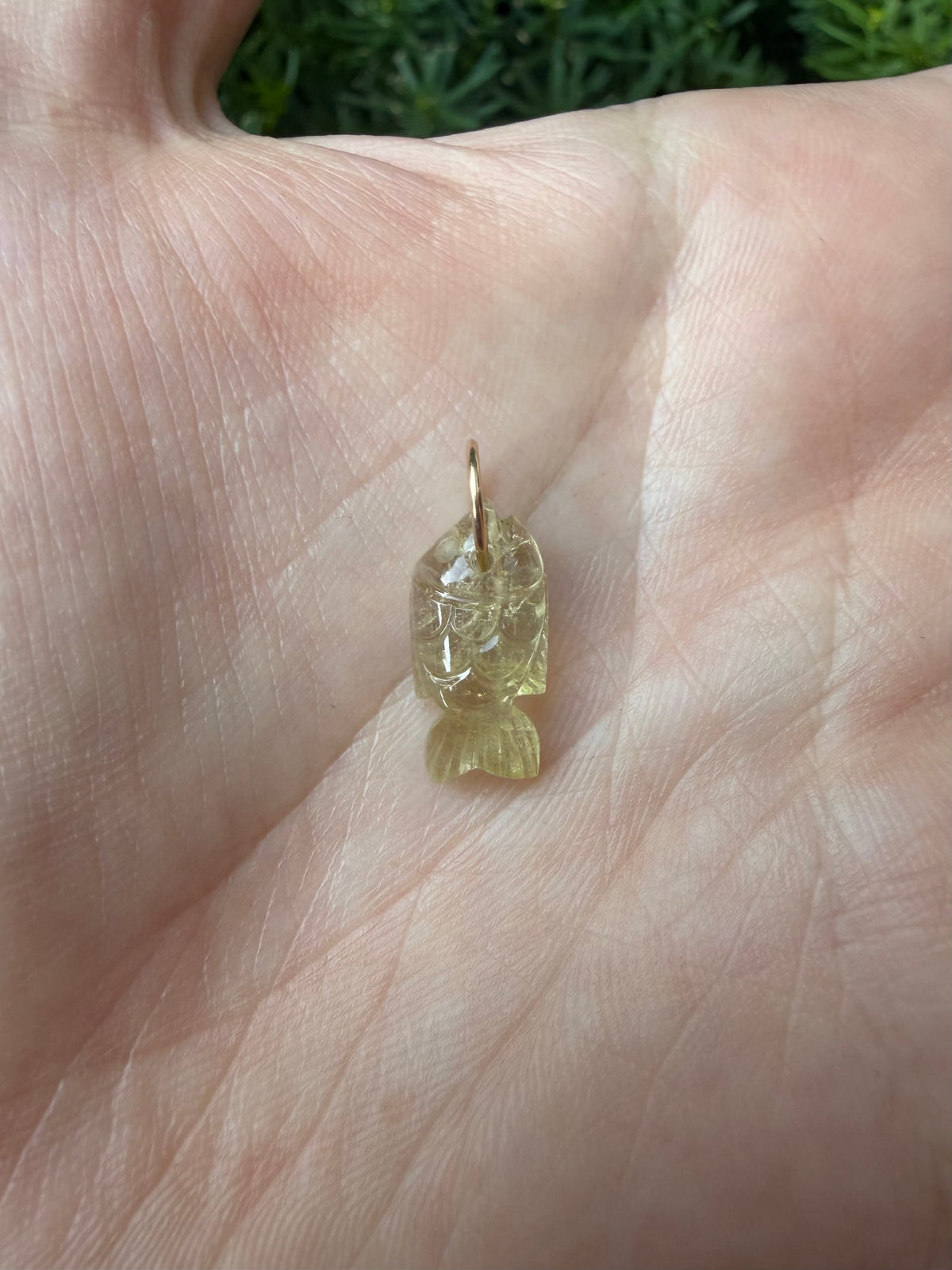 Modern Carved Tourmaline Fish Charm