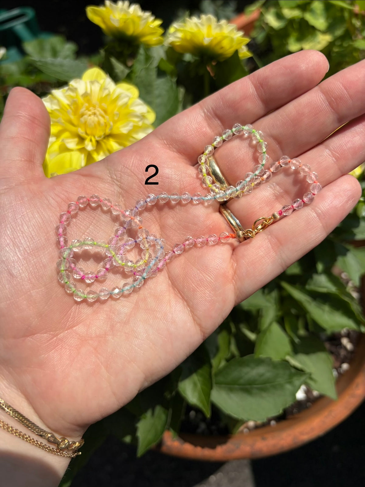"Hawthorne Handmade" Rainbow Silk Hand knotted W/Quartz