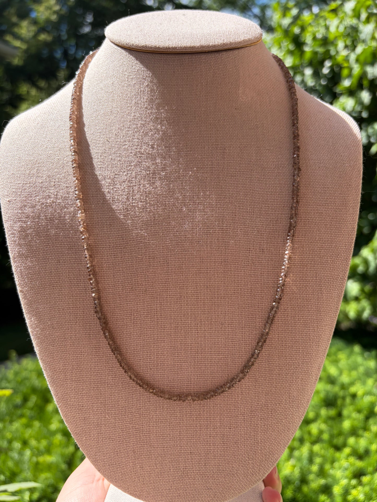 Round Faceted Smoky Quartz Necklace