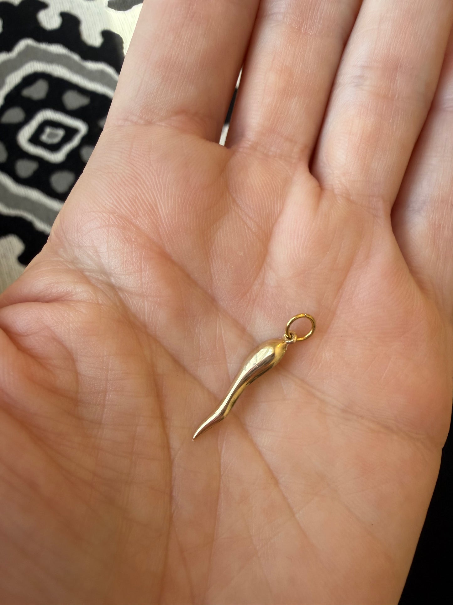 Italian horn Protection Amulet 14K Gold Cornicello or Cornetto