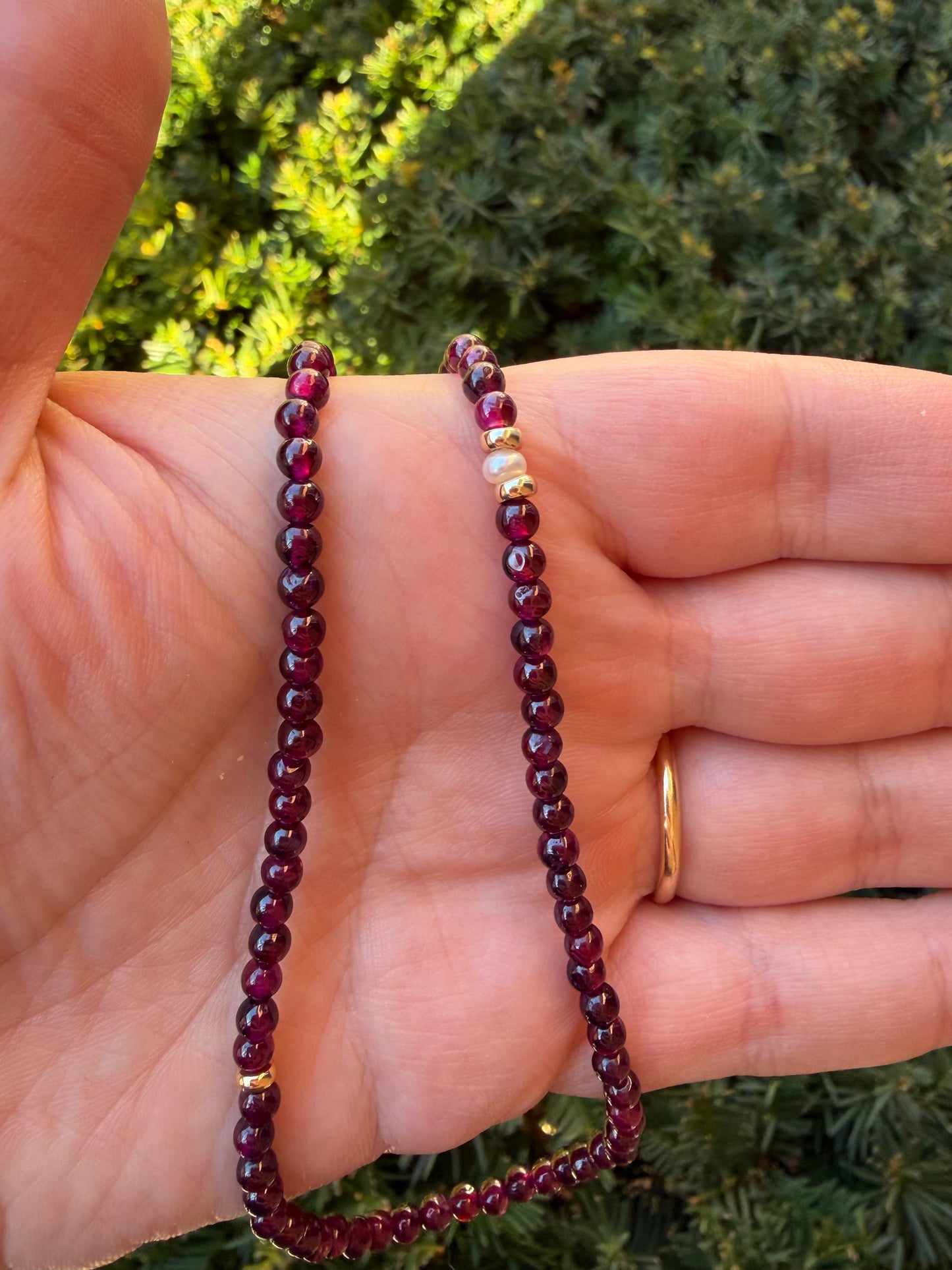 Garnet with Pearl Accent Necklace