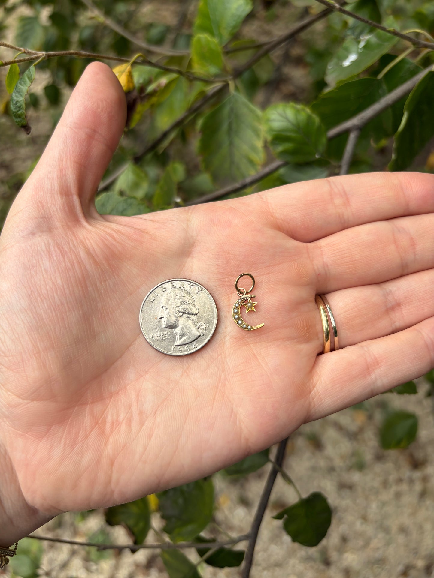 Victorian Moon and Star Charm
