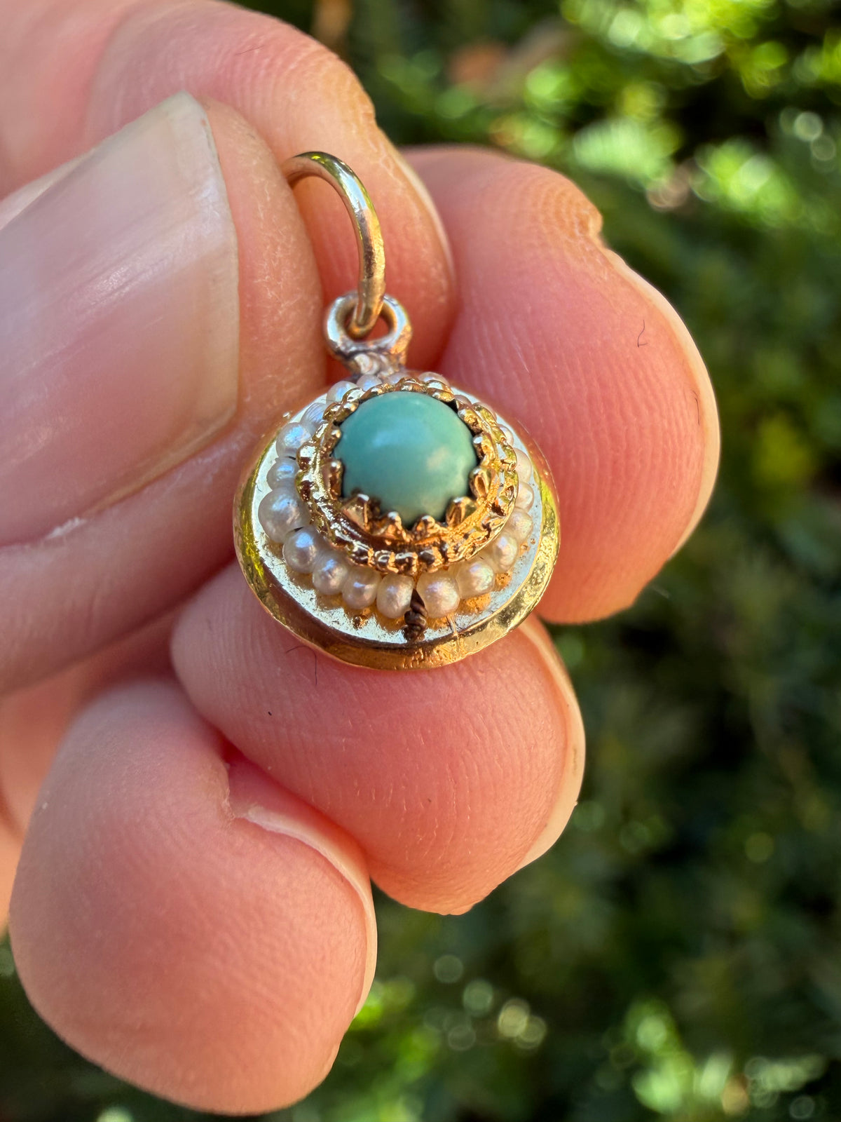 Vintage Pearl and Turquoise Charm