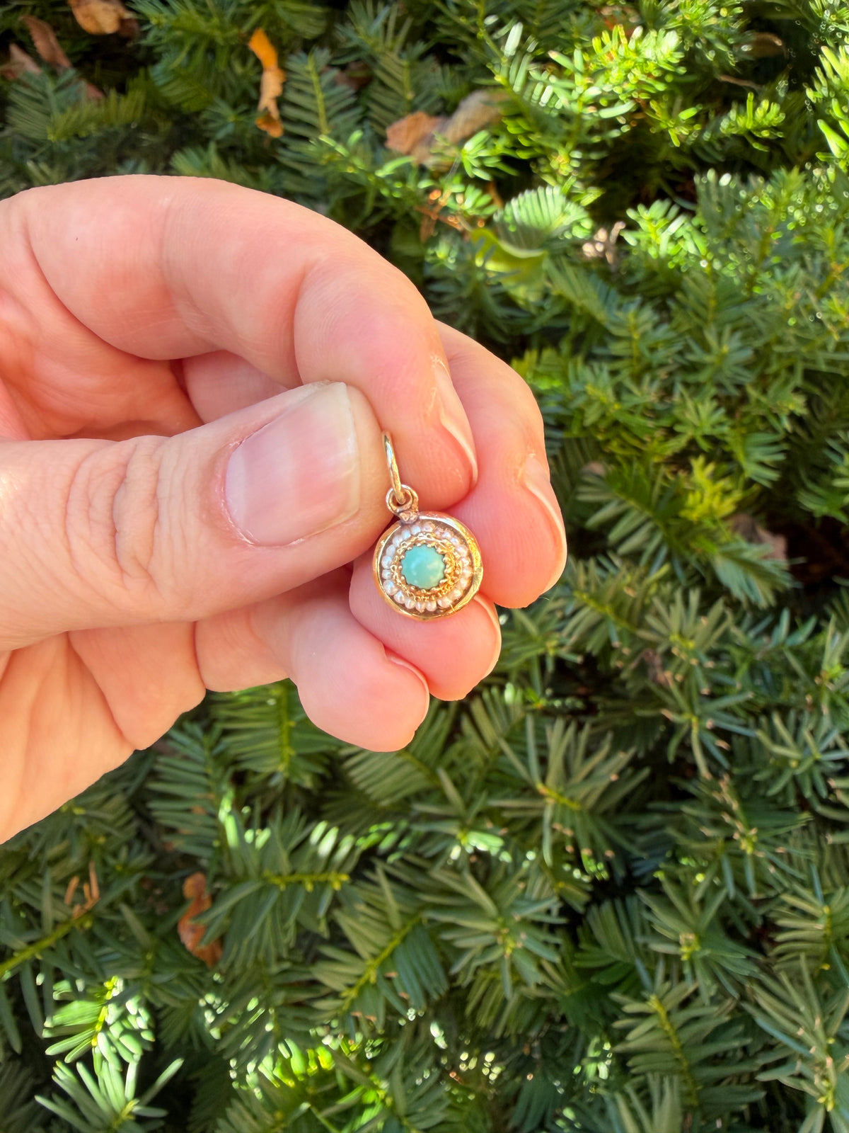 Vintage Pearl and Turquoise Charm