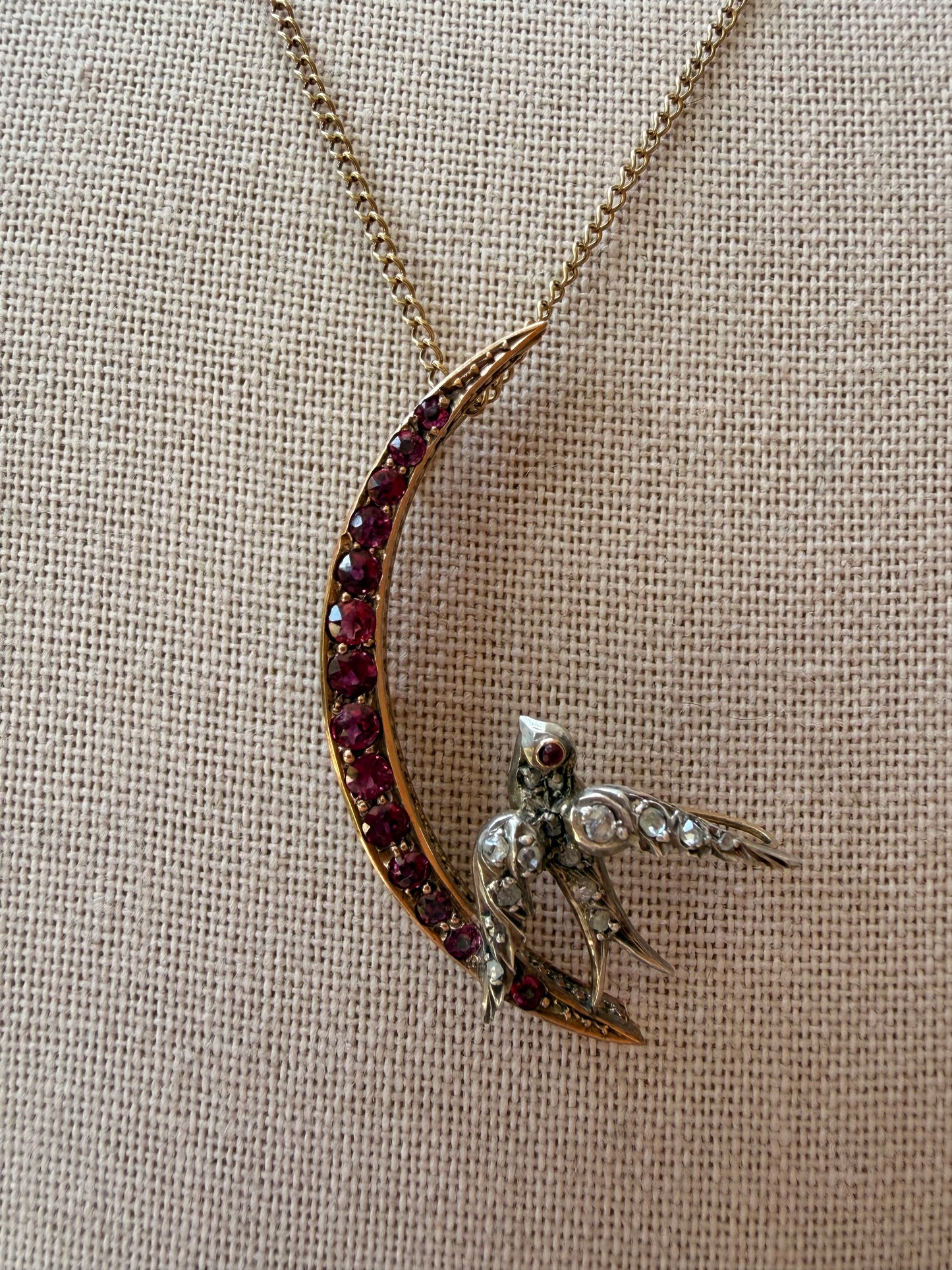Antique Diamond Swallow and
Crescent Moon