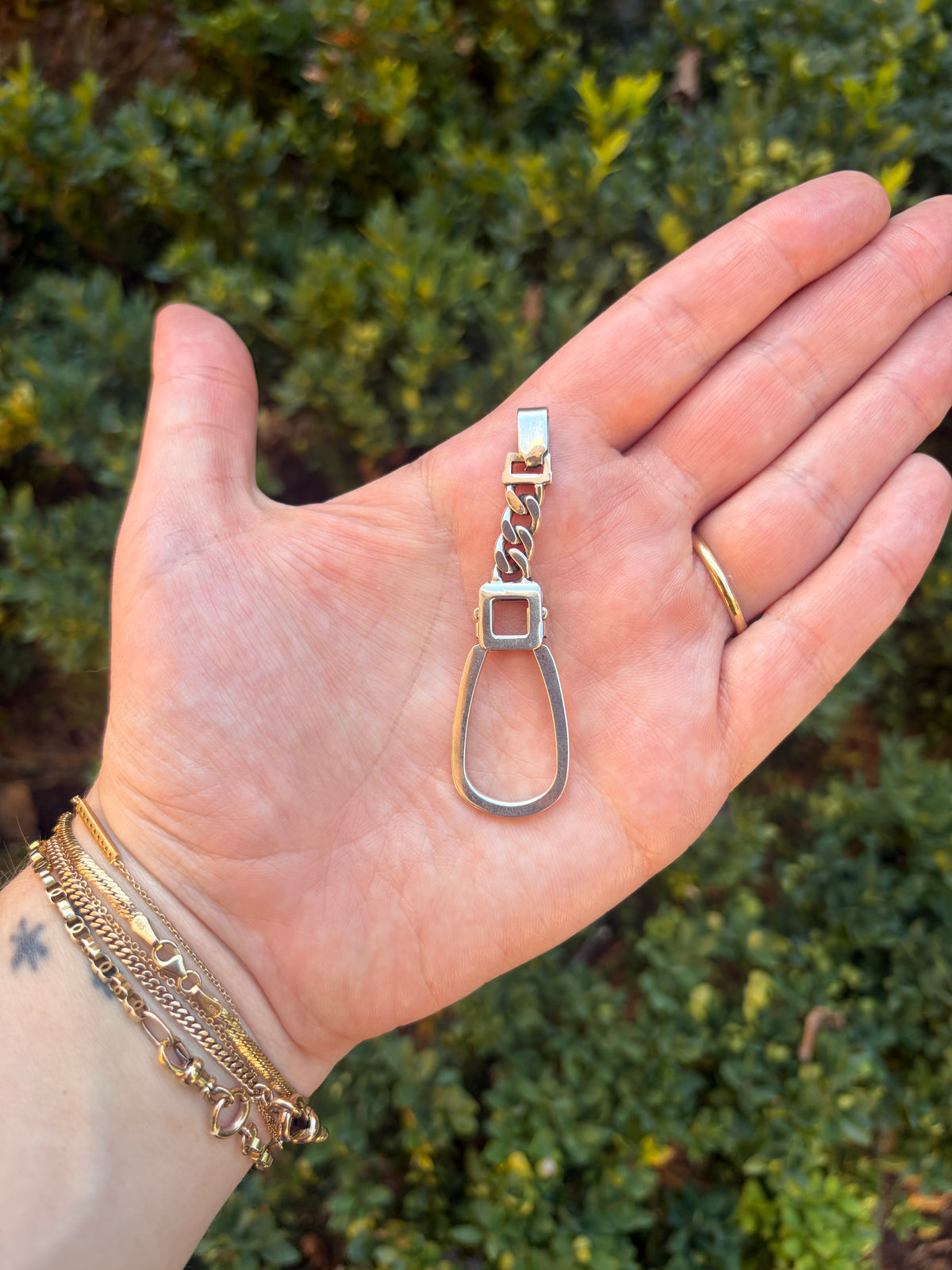 Vintage Sterling Silver Key Chain / Charm Holder