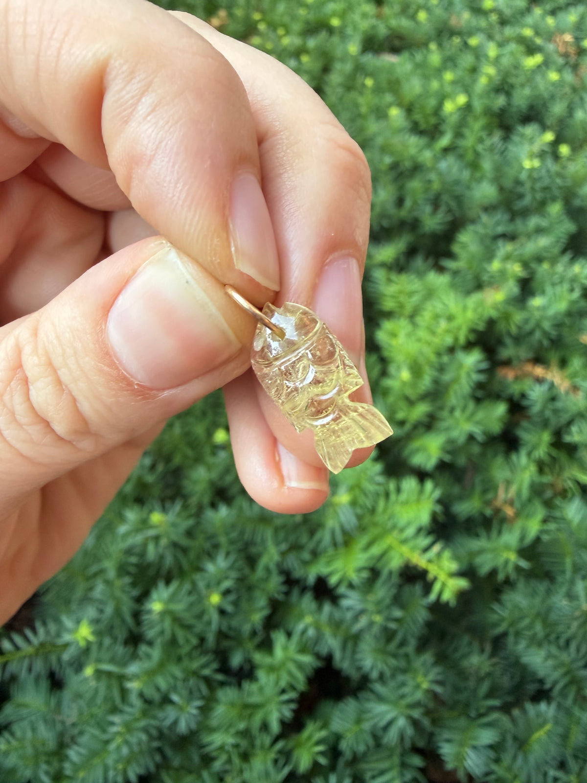 Modern Carved Tourmaline Fish Charm