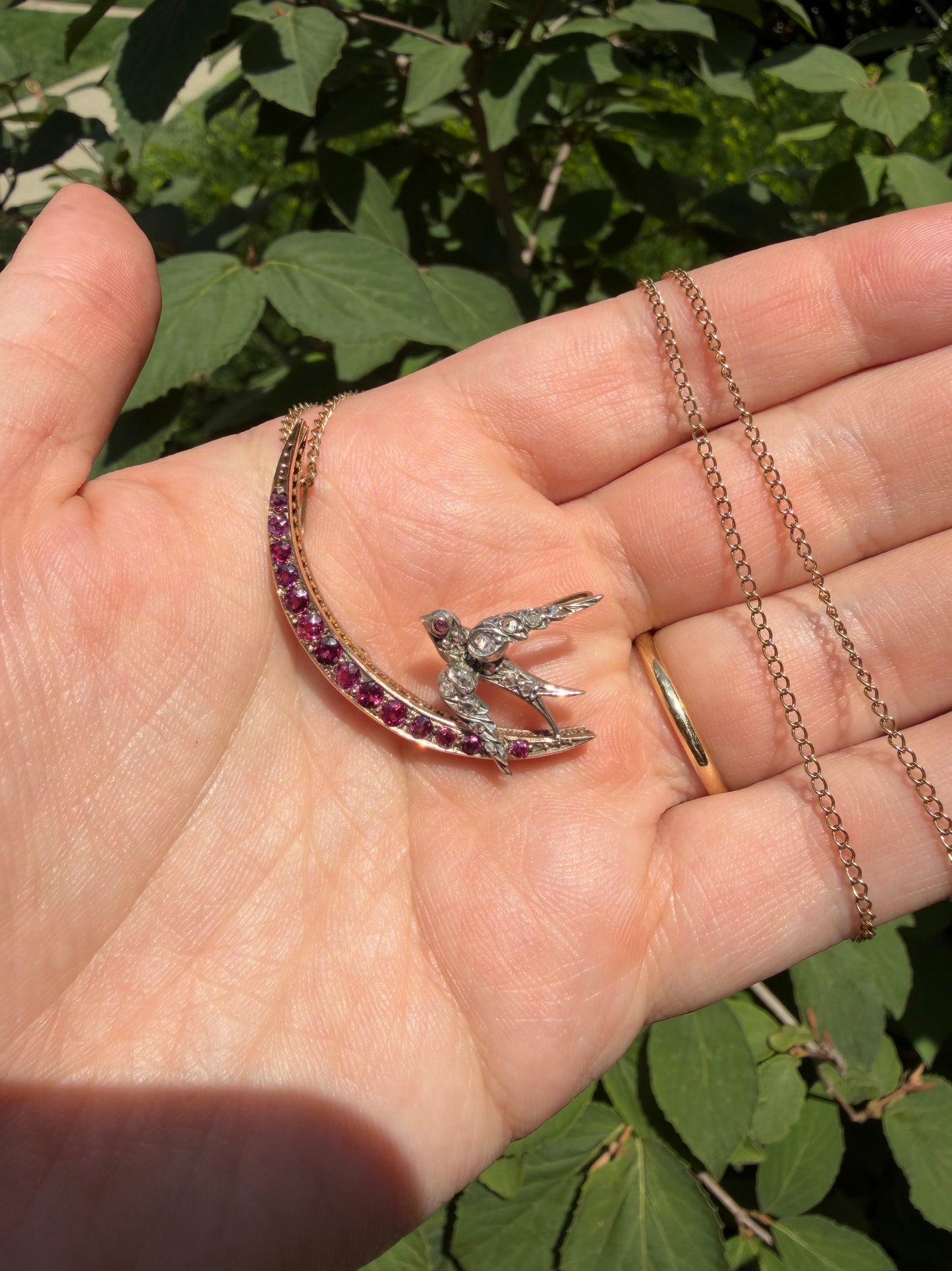 Antique Diamond Swallow and
Crescent Moon