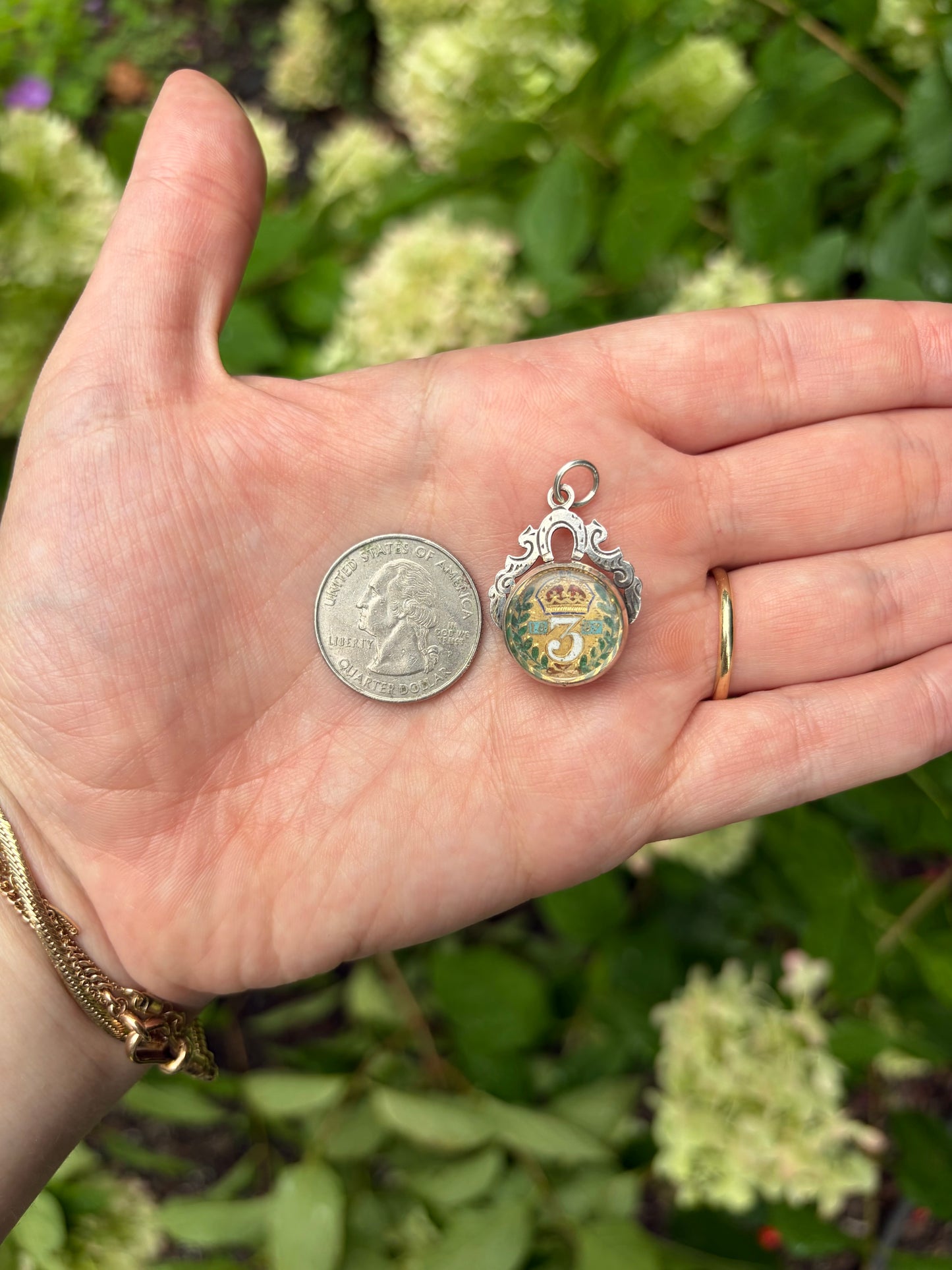 Antique Victorian Enamel / 3D Coin Charm