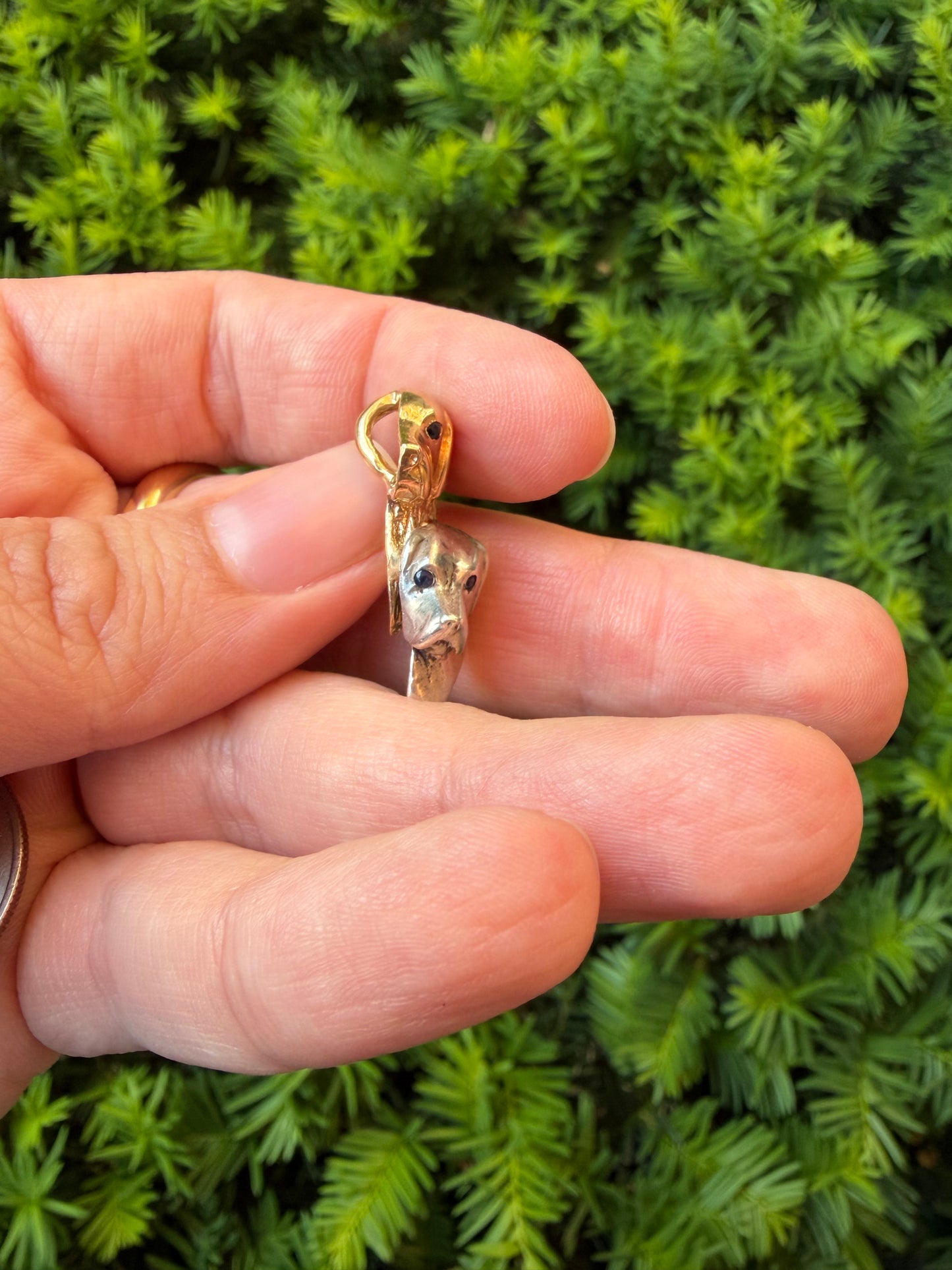 Vintage 14k and Sterling Dog Pendant