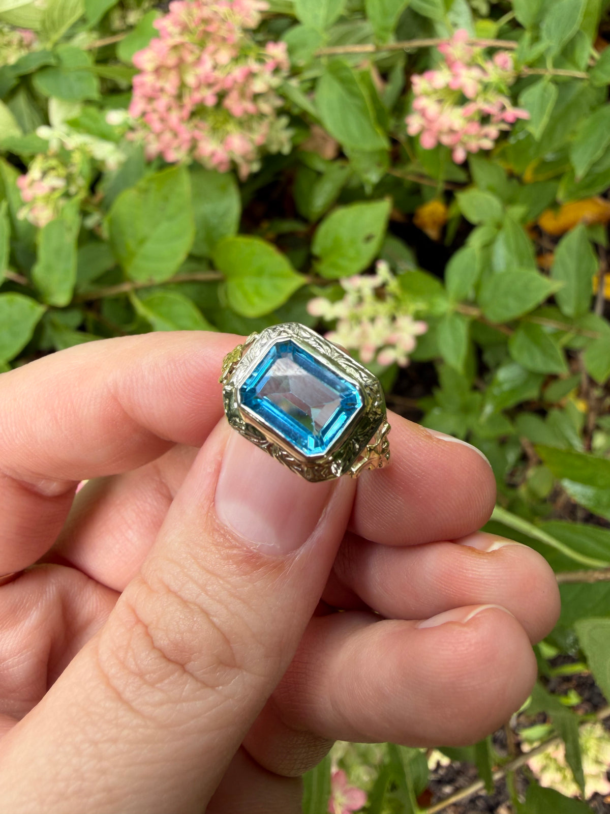 14k Art Deco Topaz Ring