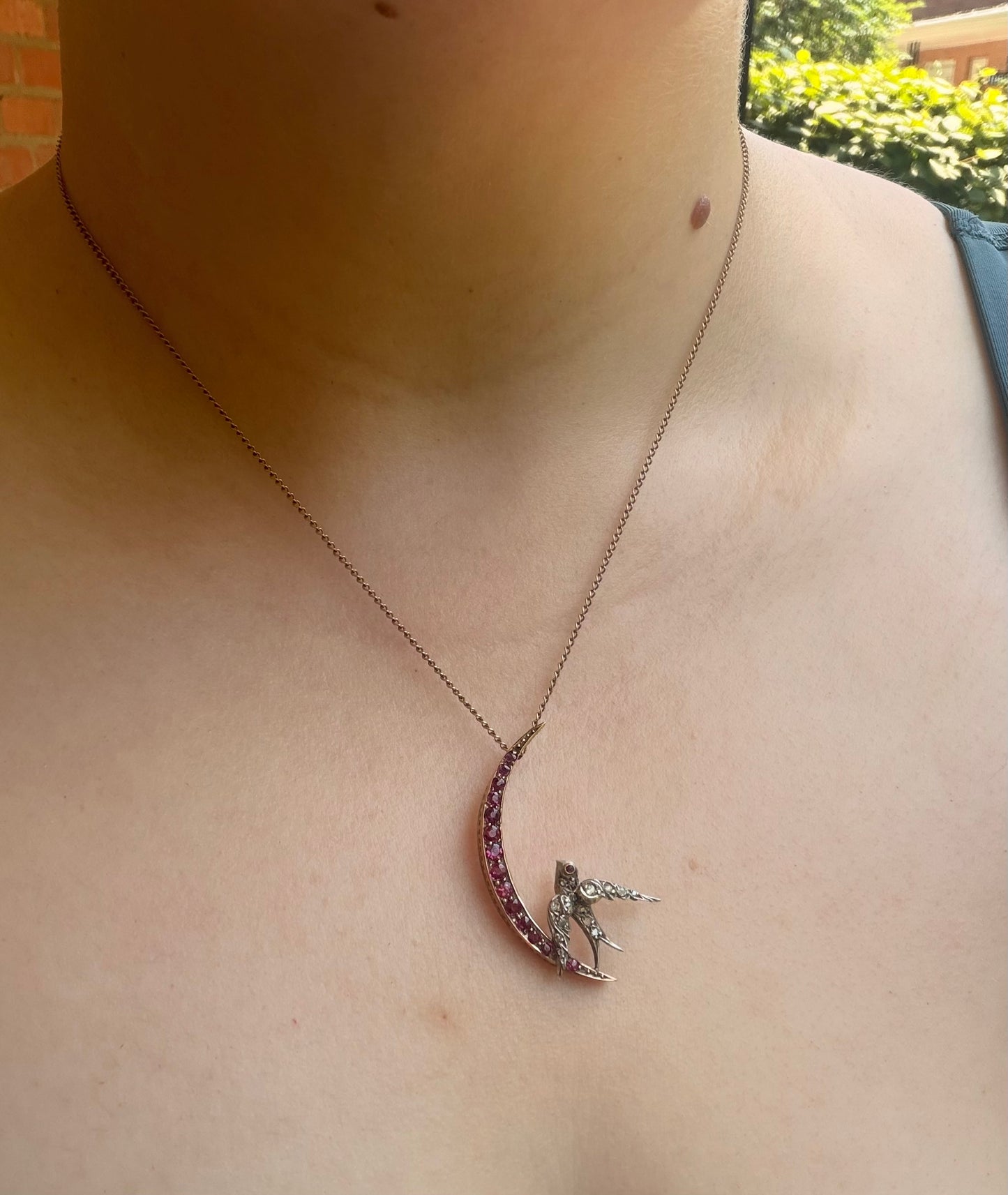 Antique Diamond Swallow and
Crescent Moon