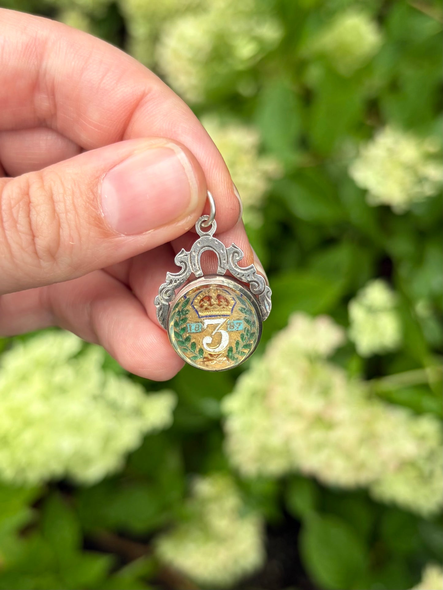 Antique Victorian Enamel / 3D Coin Charm