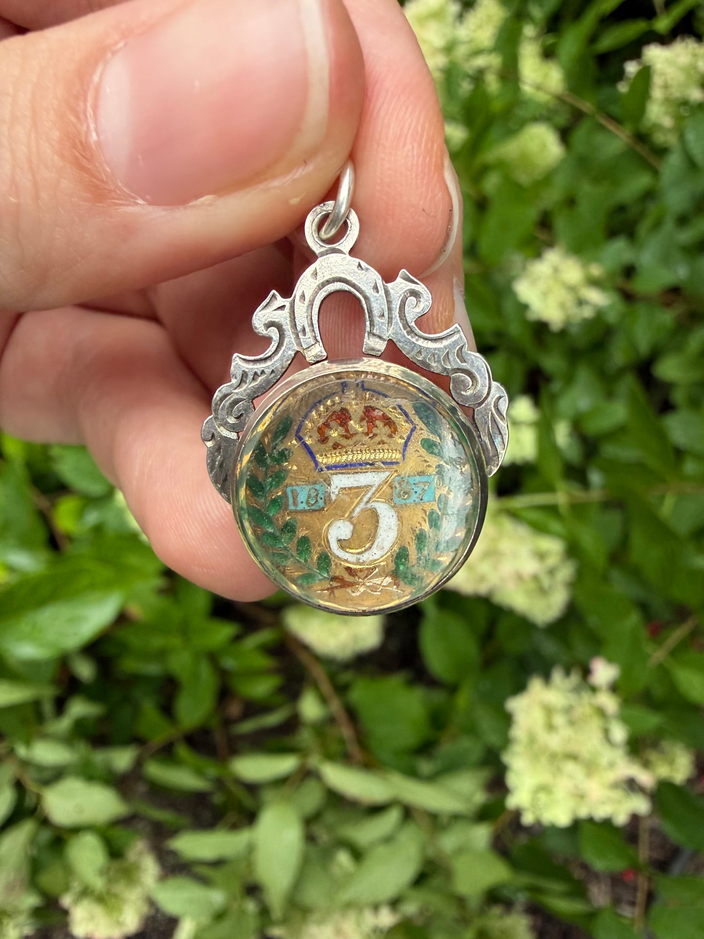 Antique Victorian Enamel / 3D Coin Charm
