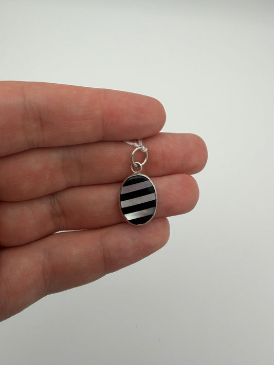Onyx and Mother of Pearl Stripe Charm