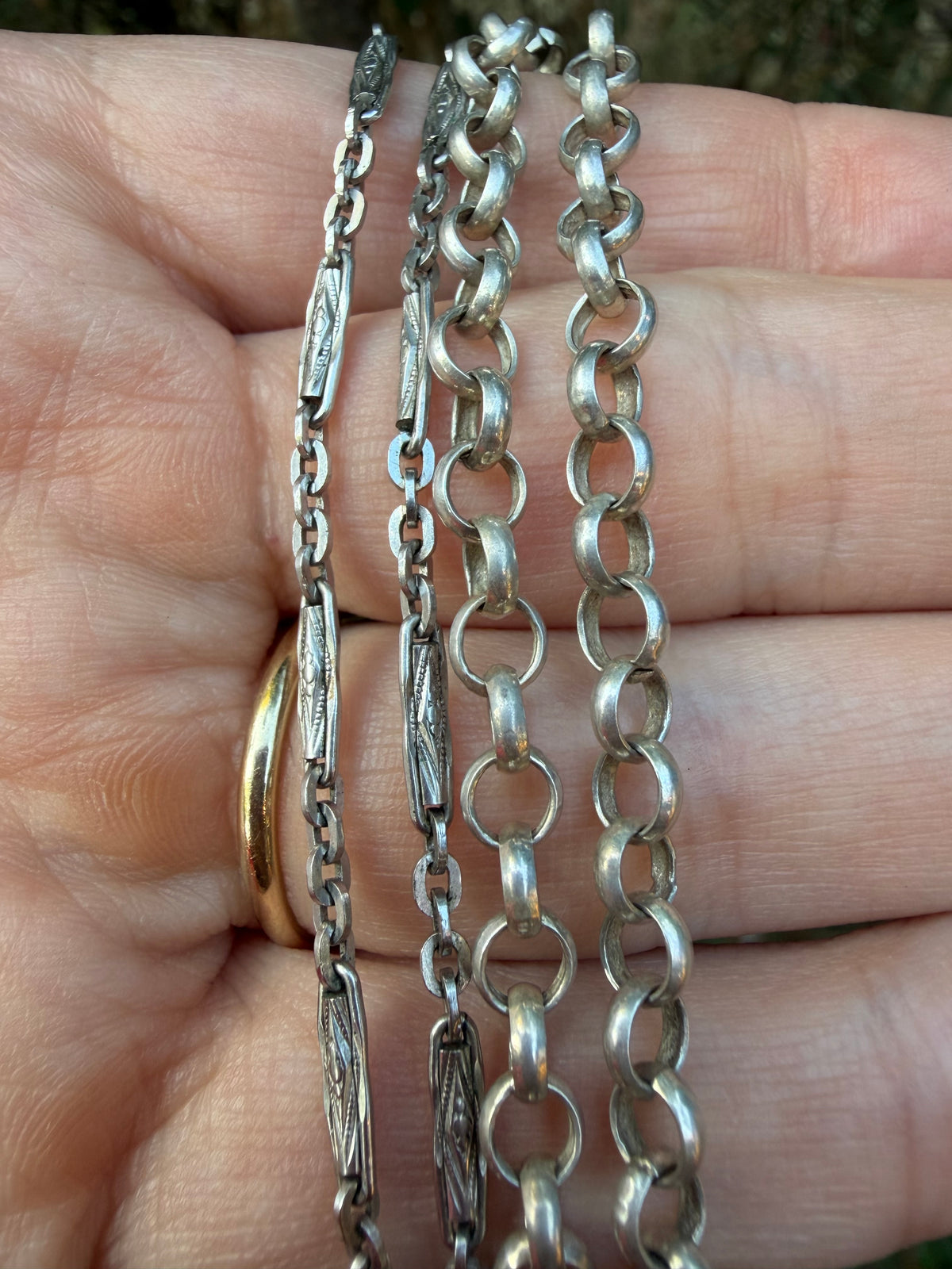 Vintage Sterling Bar Link + Rolo “Franken-chain”