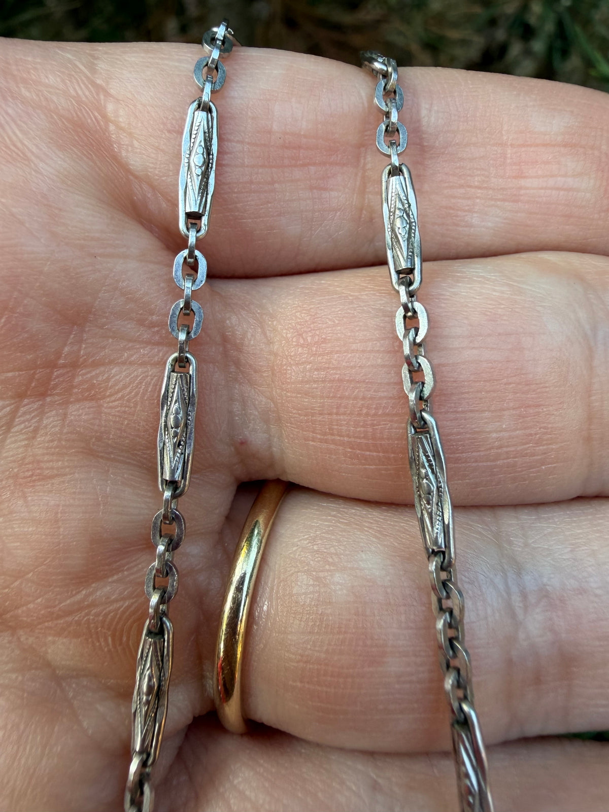 Vintage Sterling Bar Link + Rolo “Franken-chain”