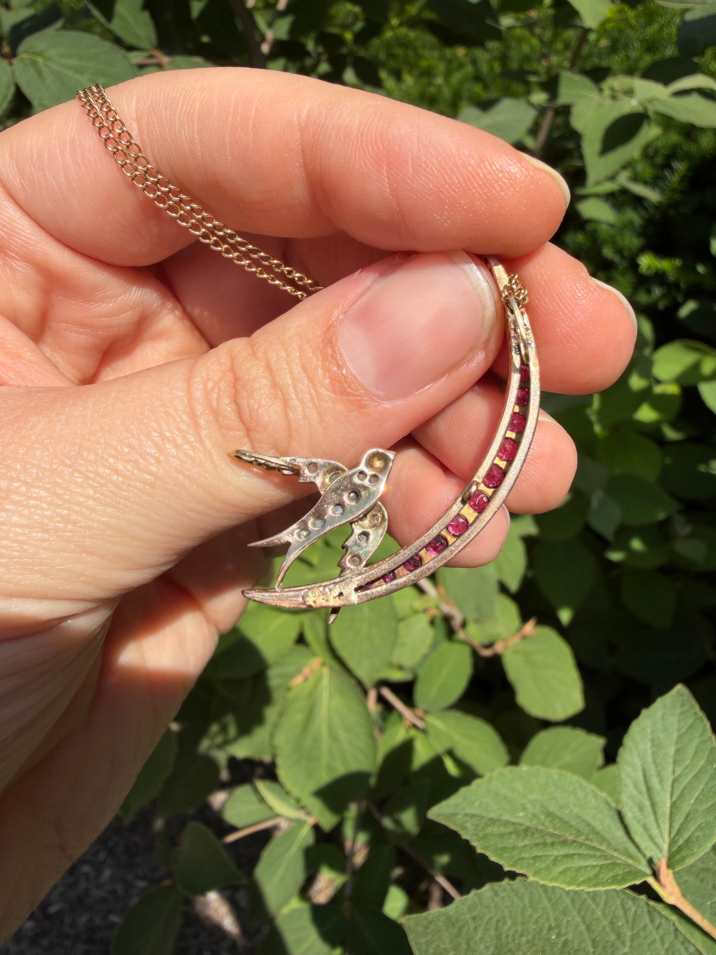 Antique Diamond Swallow and
Crescent Moon