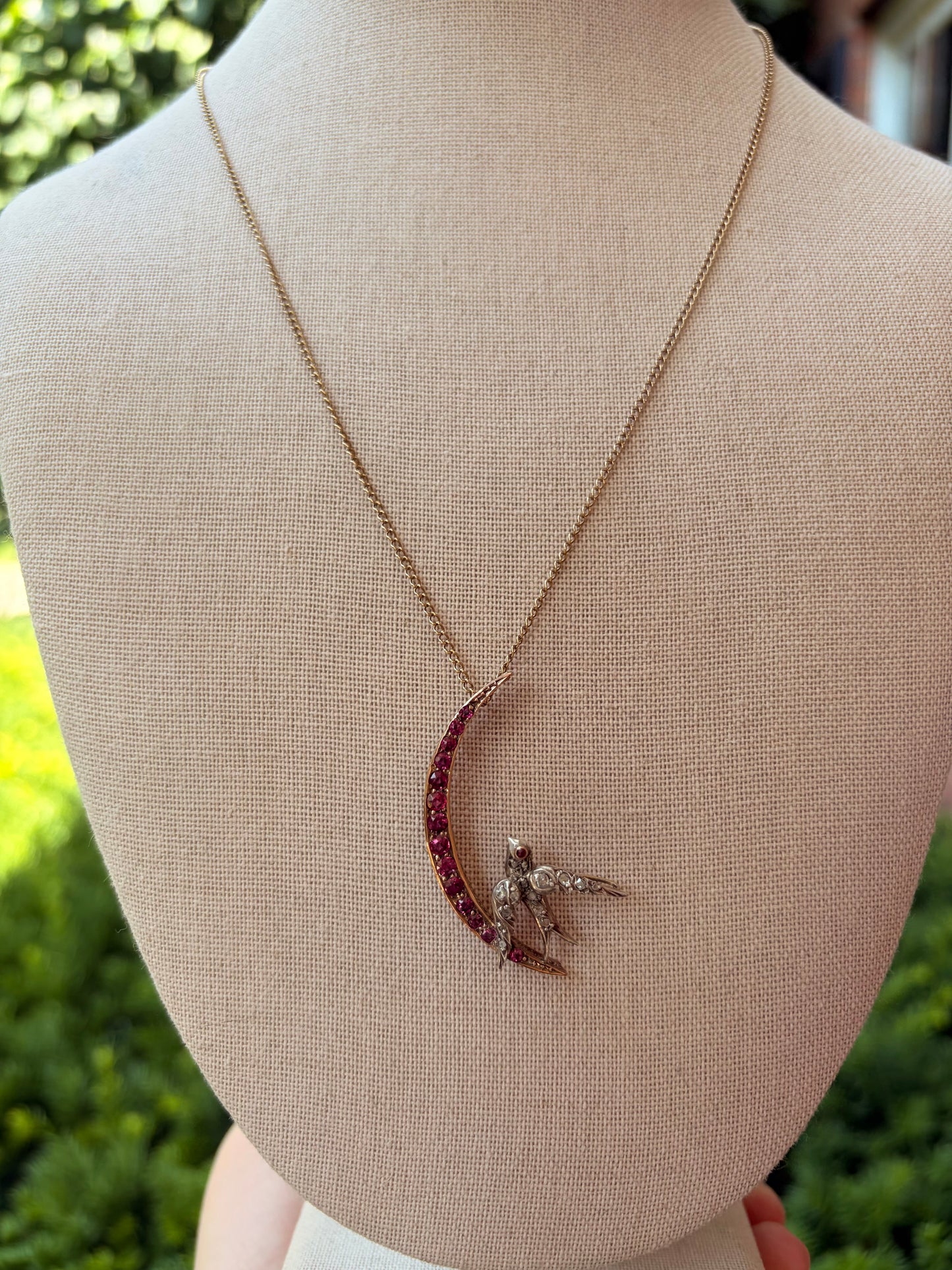 Antique Diamond Swallow and
Crescent Moon