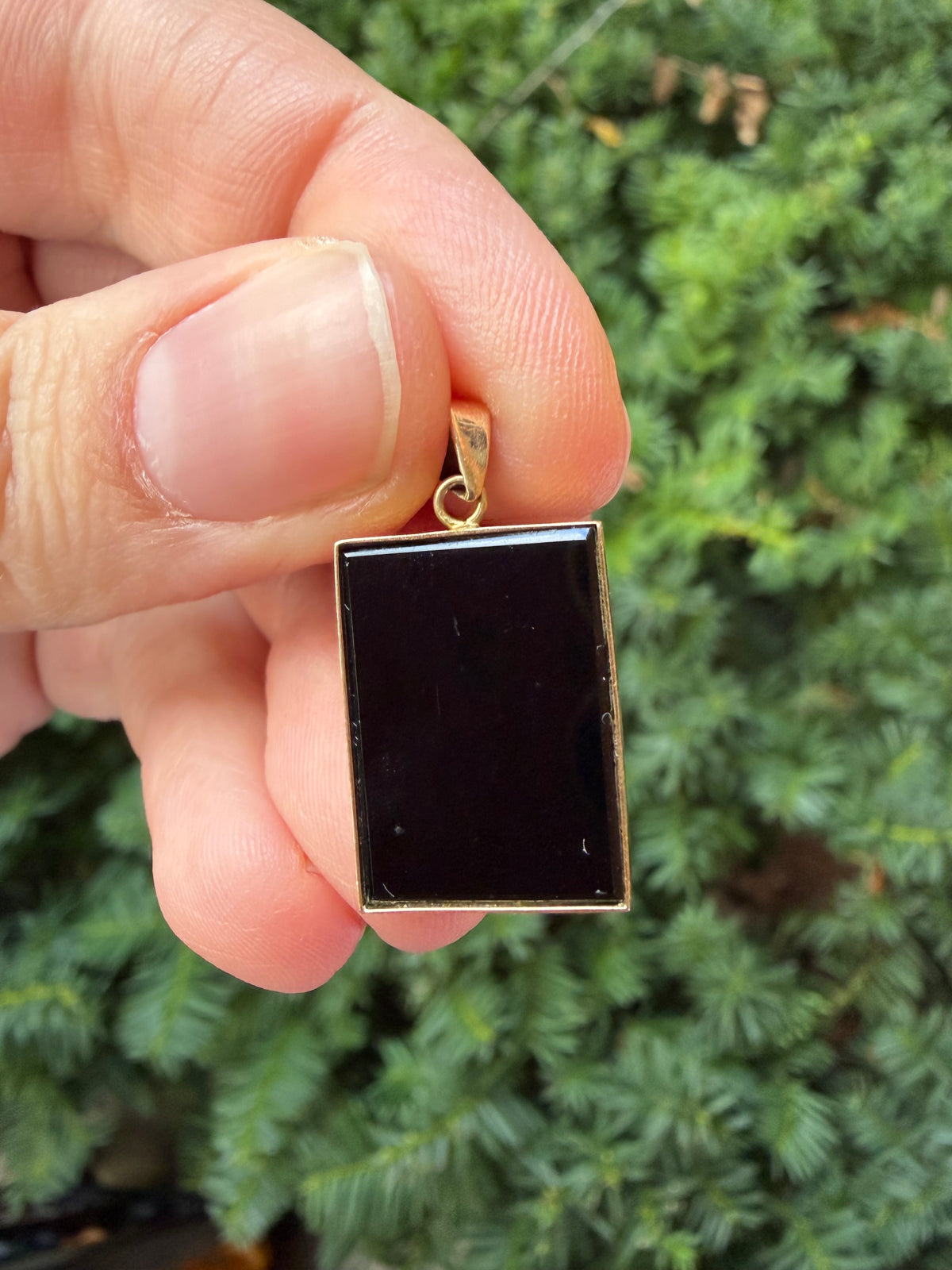 Vintage Opal and Onyx Flower Pendant