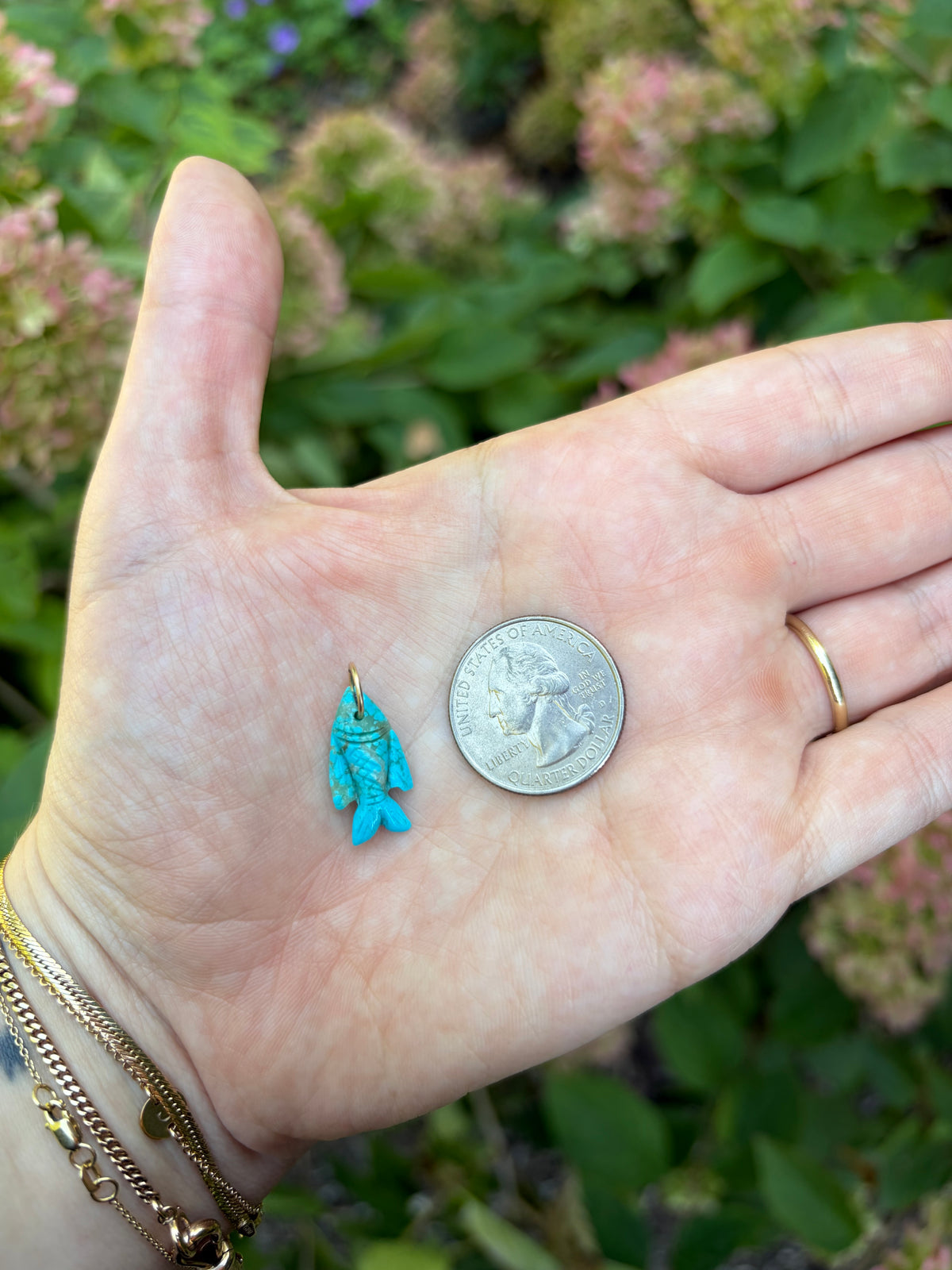 Carved Turquoise Fish Charm