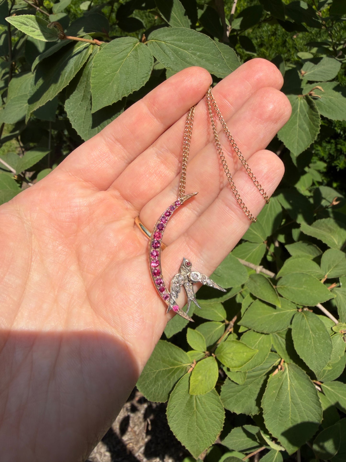 Antique Diamond Swallow and
Crescent Moon