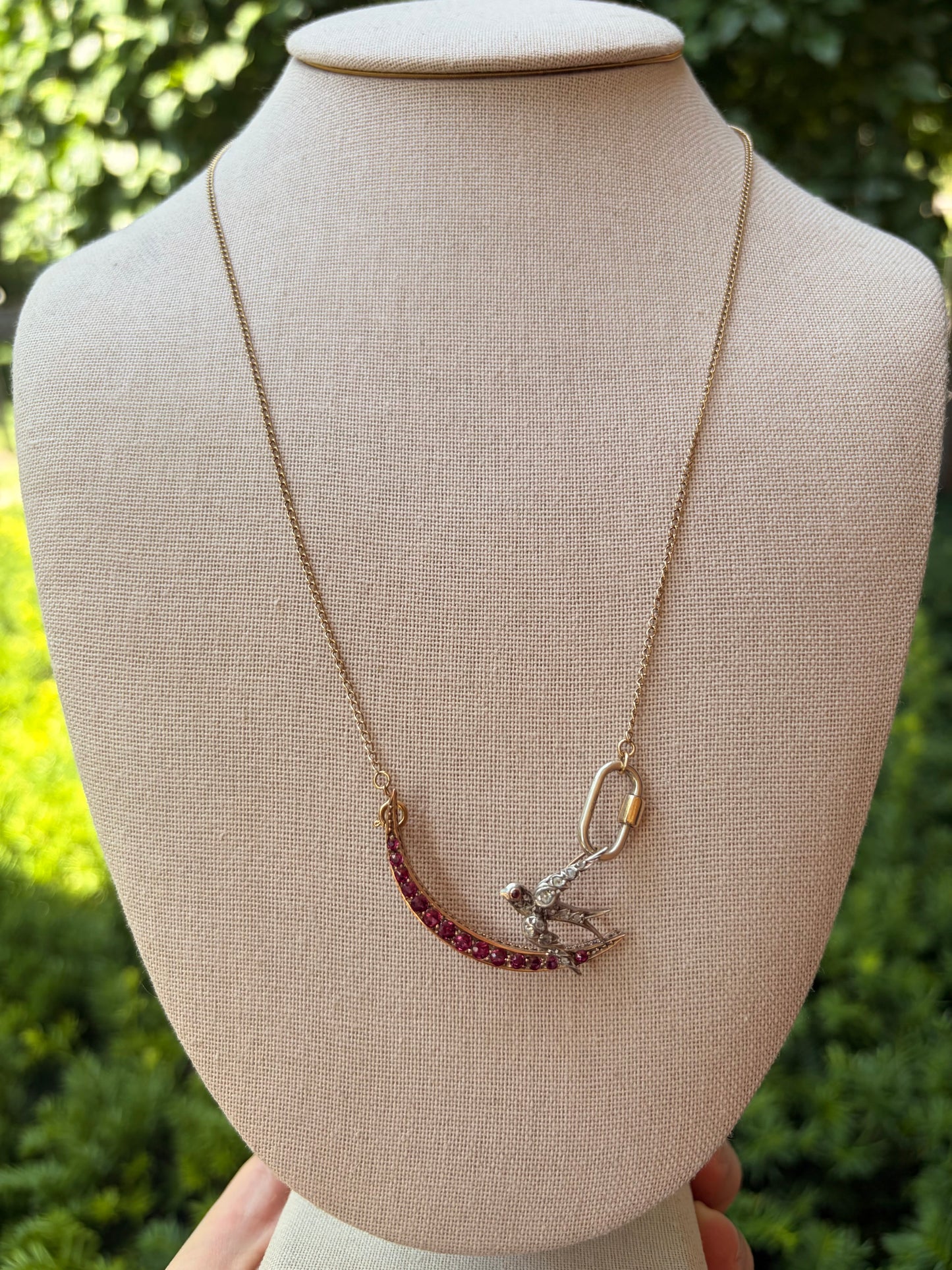 Antique Diamond Swallow and
Crescent Moon