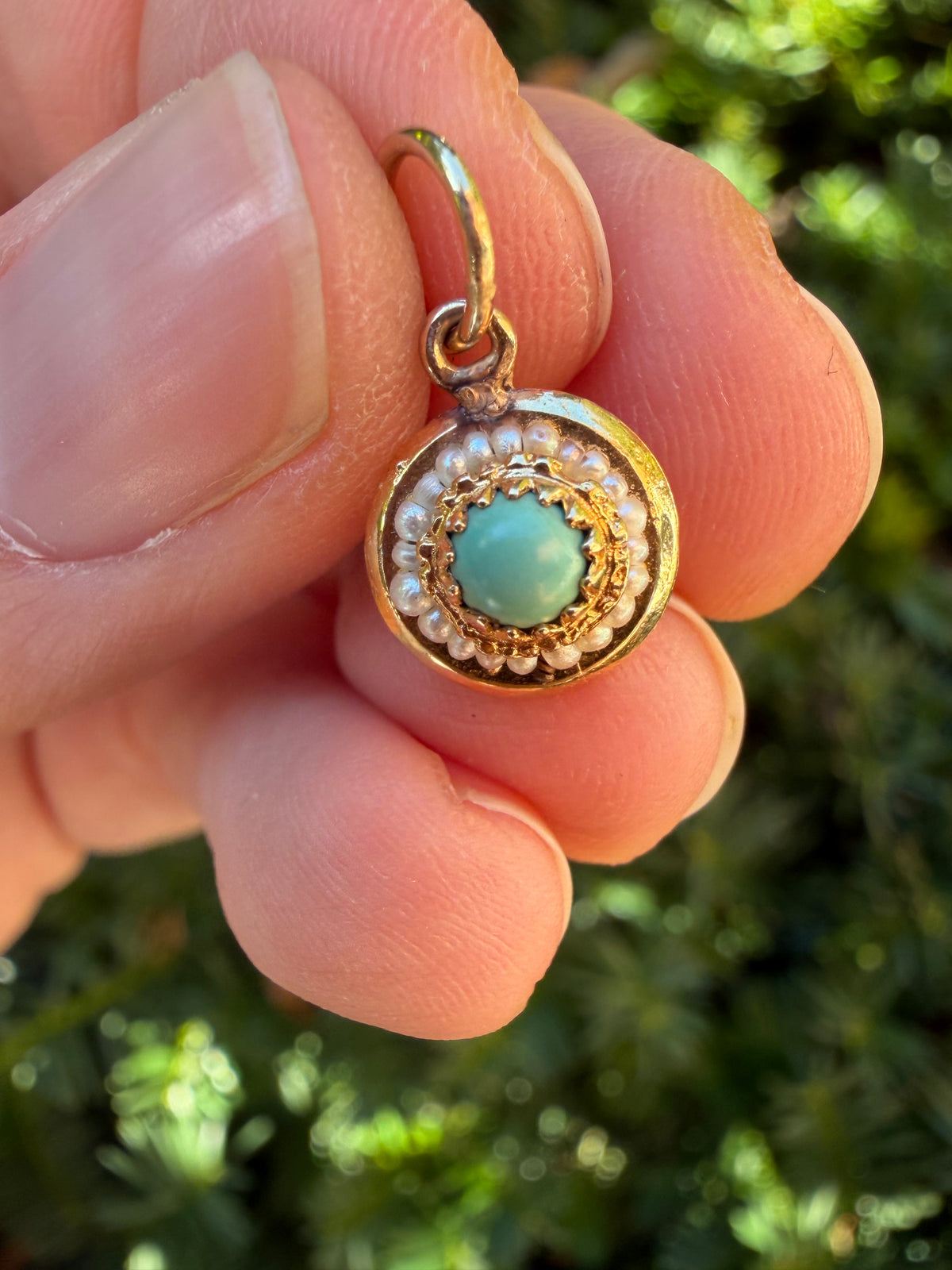 Vintage Pearl and Turquoise Charm