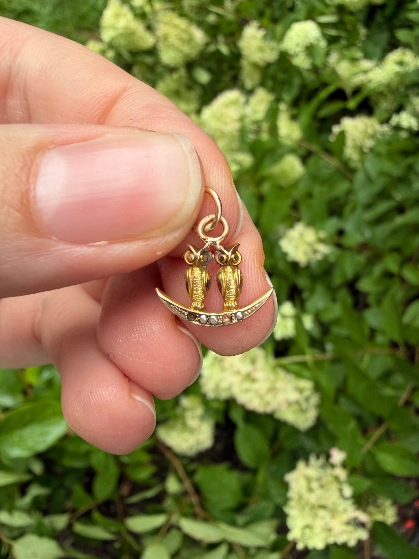 14k Twin Owl Charm
