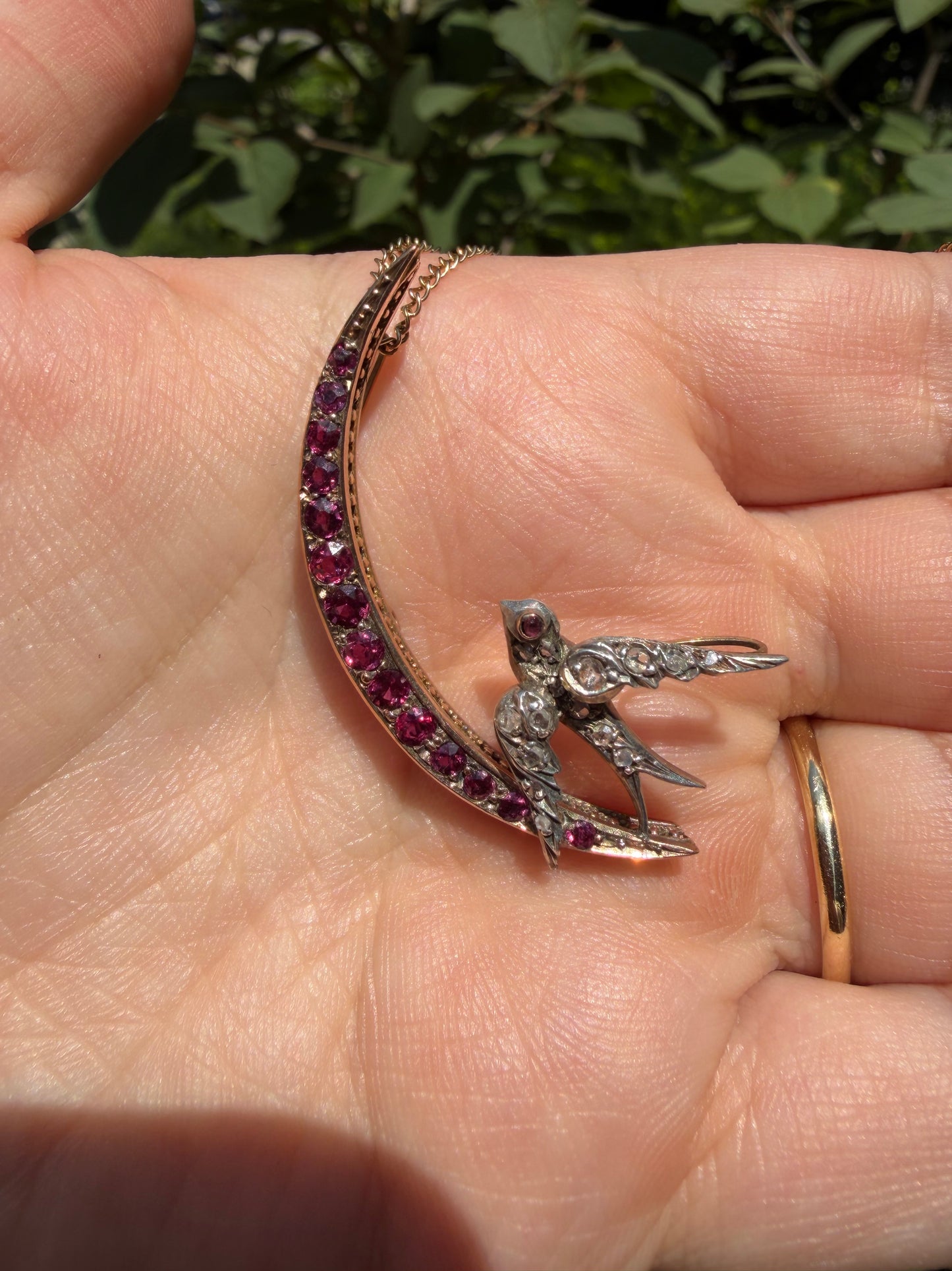Antique Diamond Swallow and
Crescent Moon