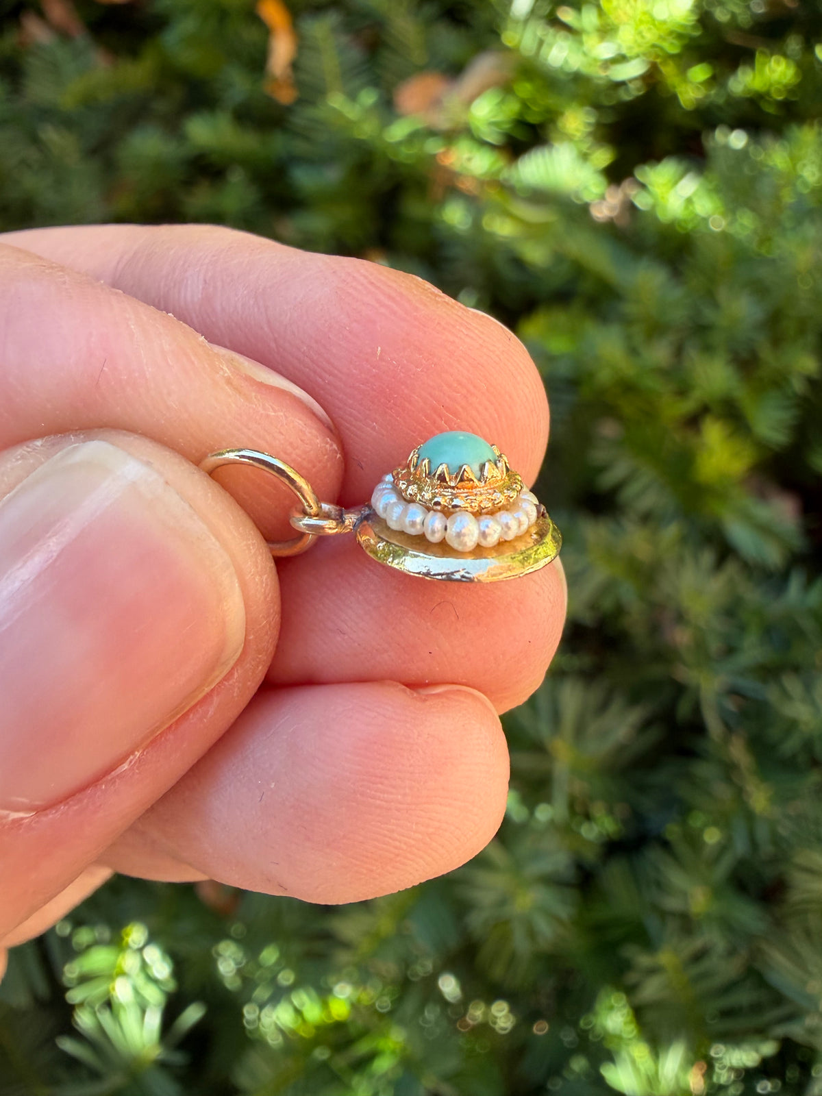 Vintage Pearl and Turquoise Charm