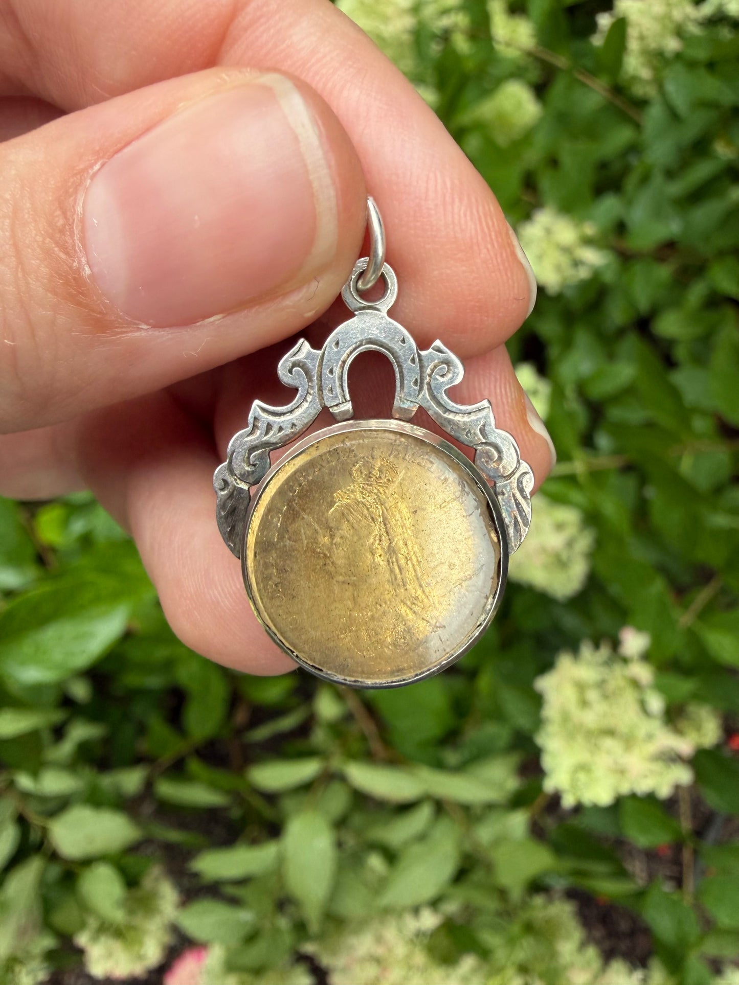 Antique Victorian Enamel / 3D Coin Charm