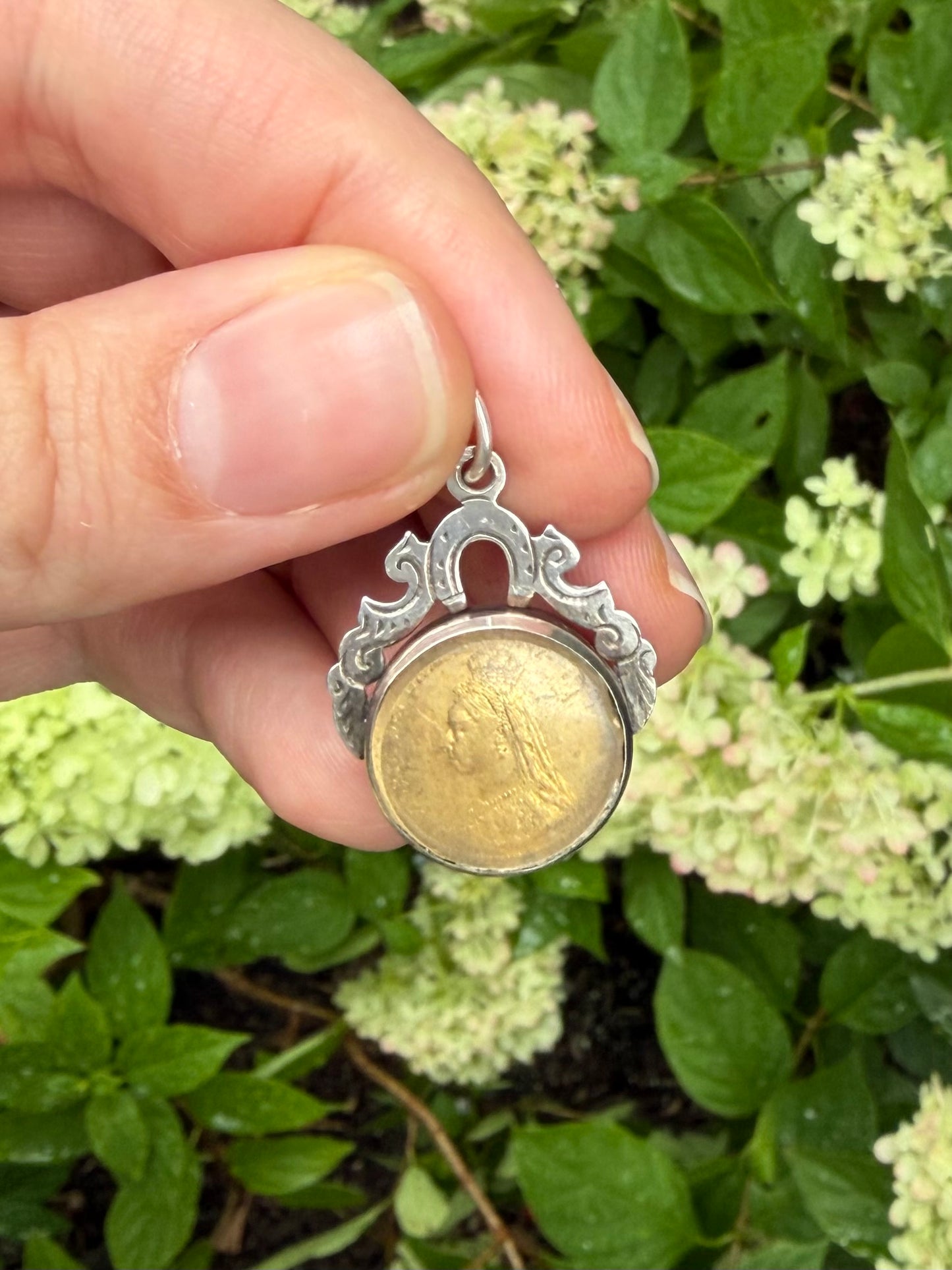 Antique Victorian Enamel / 3D Coin Charm