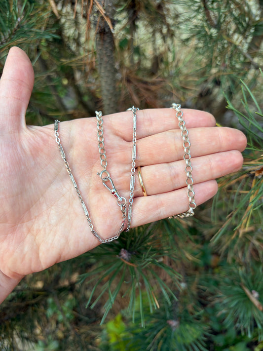 Vintage Sterling Bar Link + Rolo “Franken-chain”