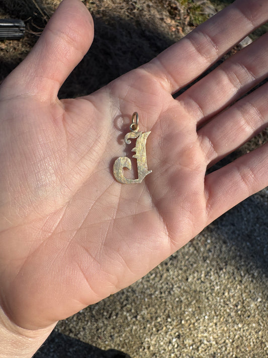 Vintage “J” initial pendant