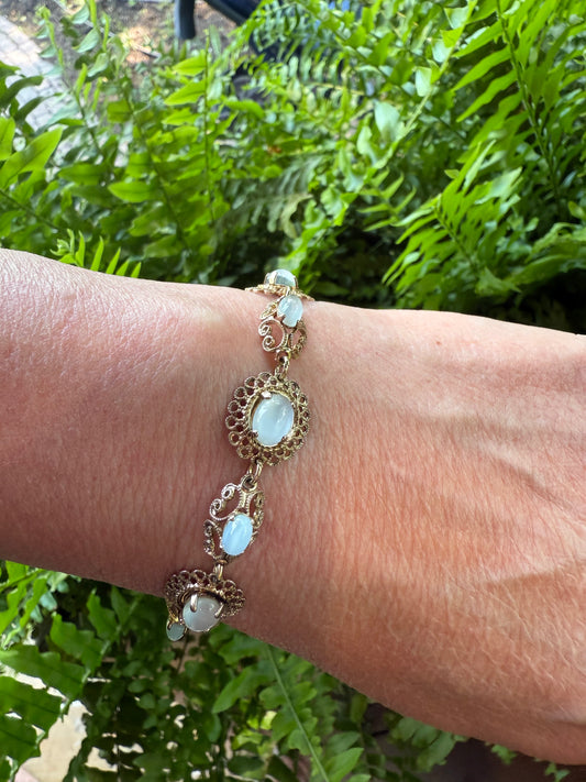 Vintage Sterling and Moonstone Bracelet
