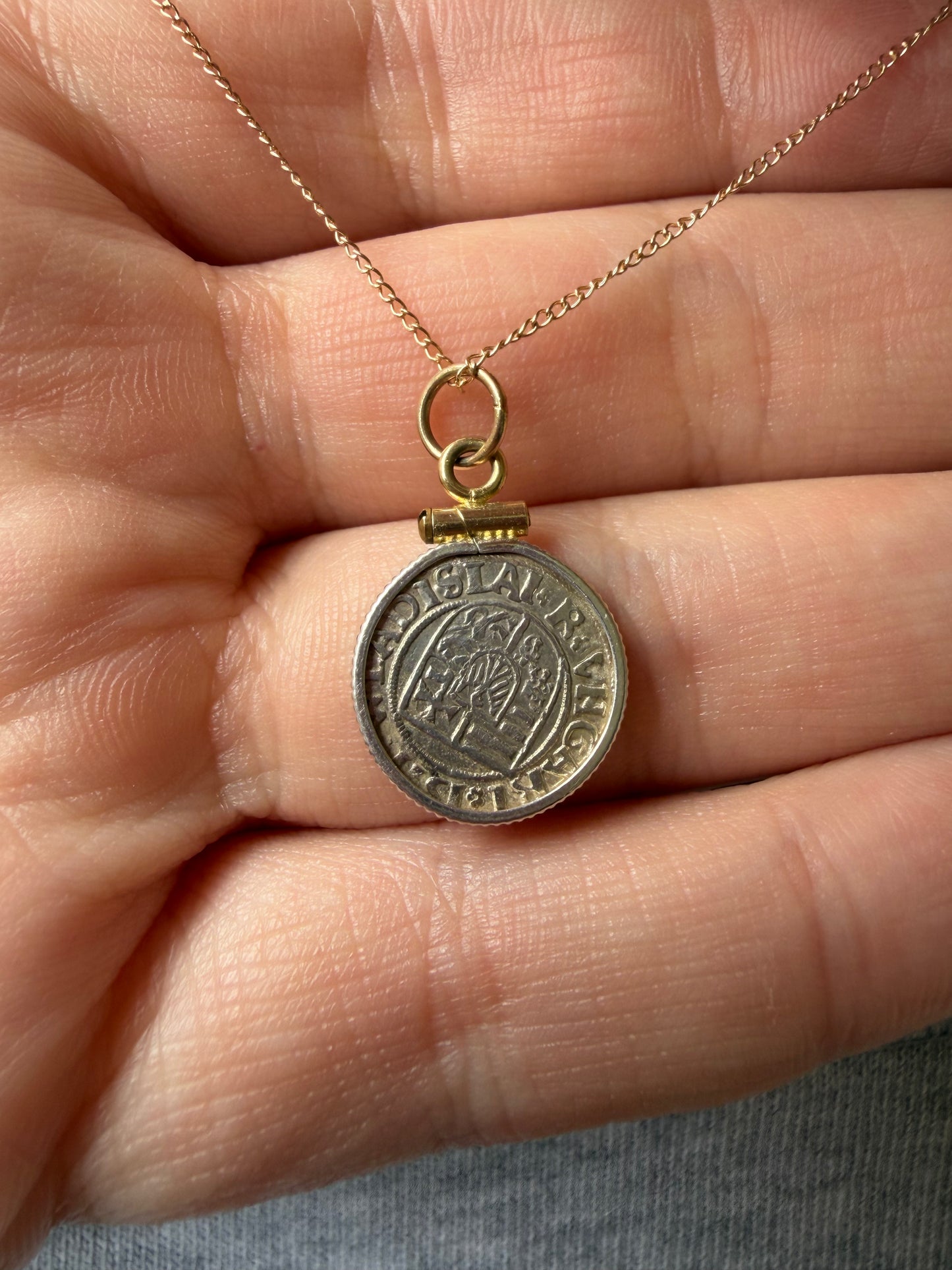 Antique Madonna and Child Coin Necklace