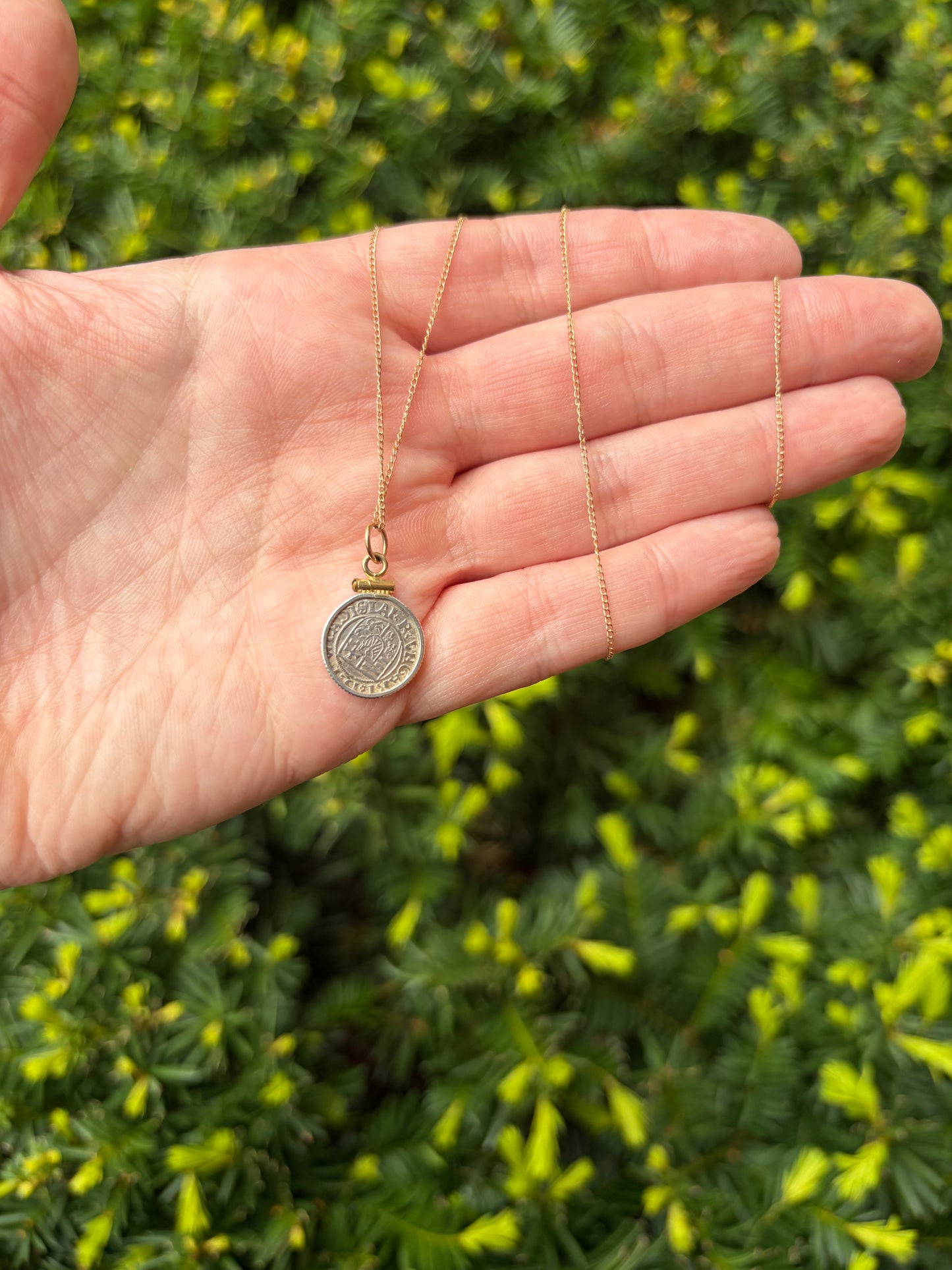 Antique Madonna and Child Coin Necklace