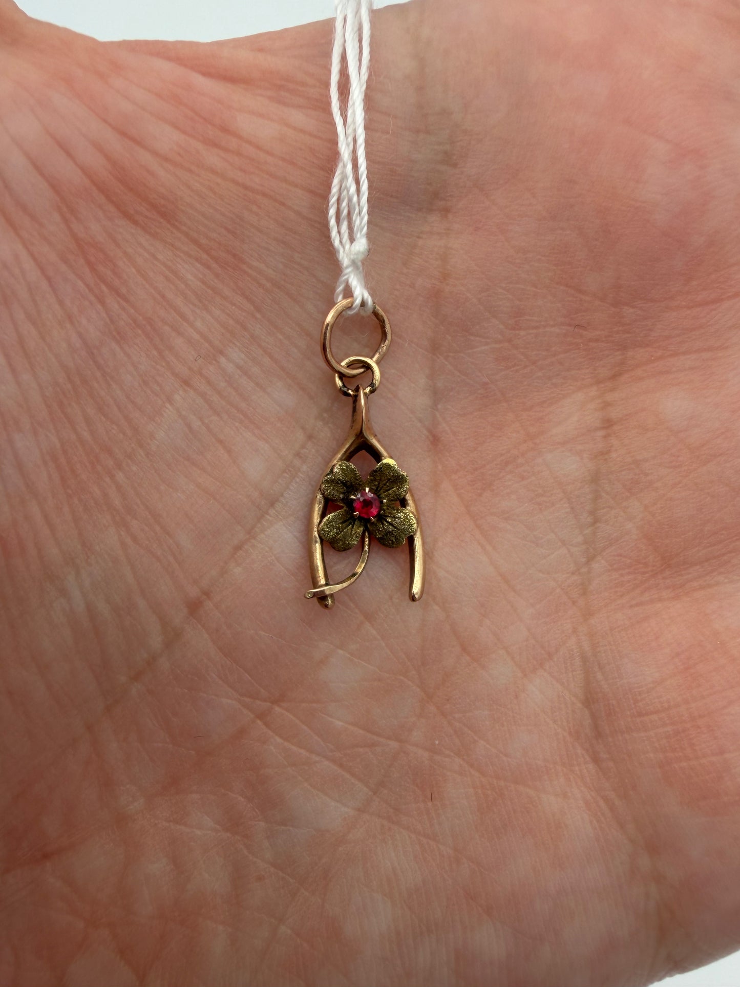 9k Wishbone and Clover Charm