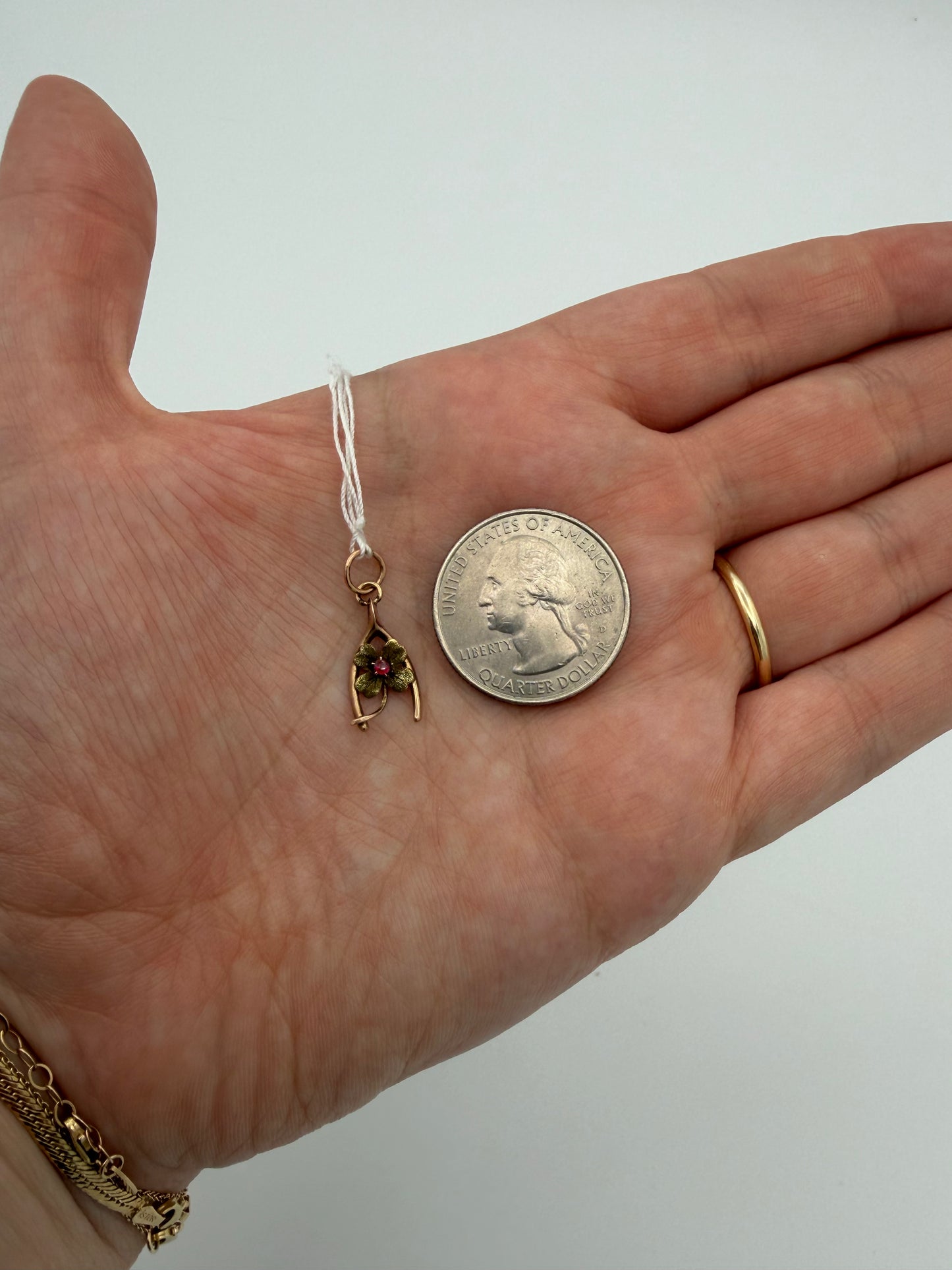 9k Wishbone and Clover Charm