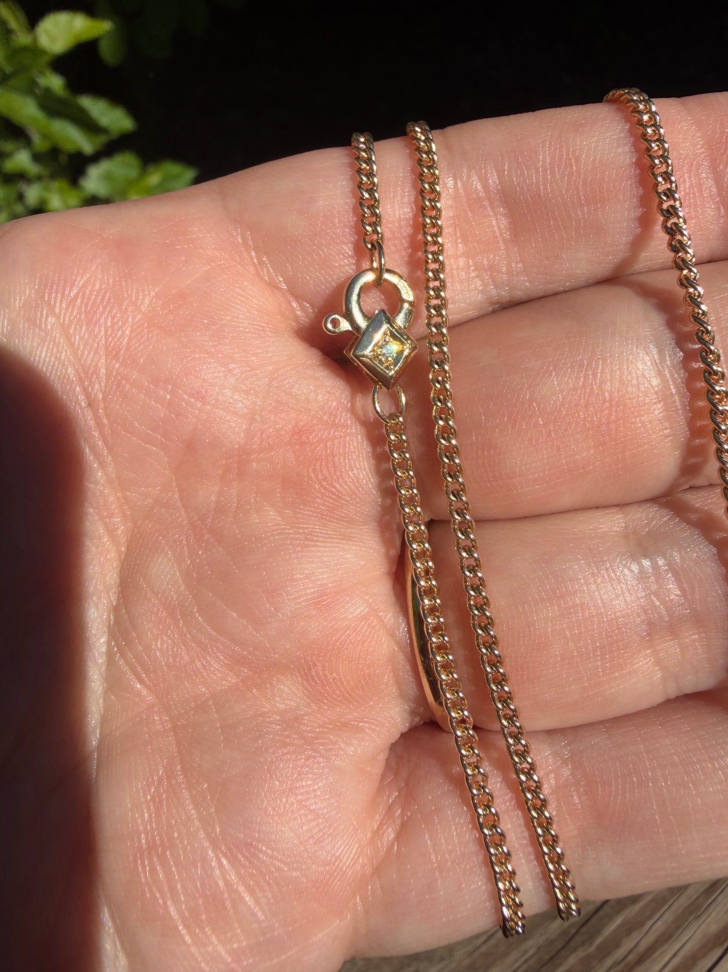 14k Curb Chain Diamond Clasp