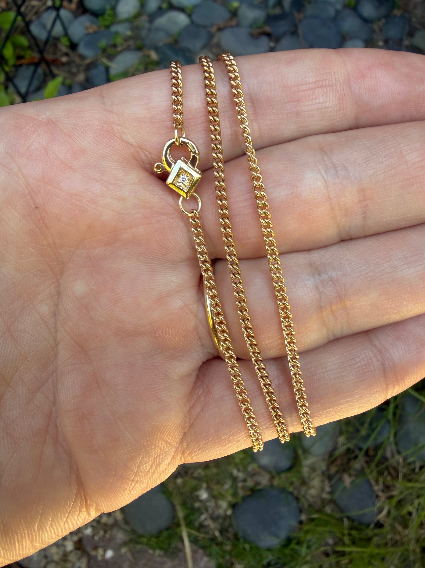 14k Curb Chain Diamond Clasp