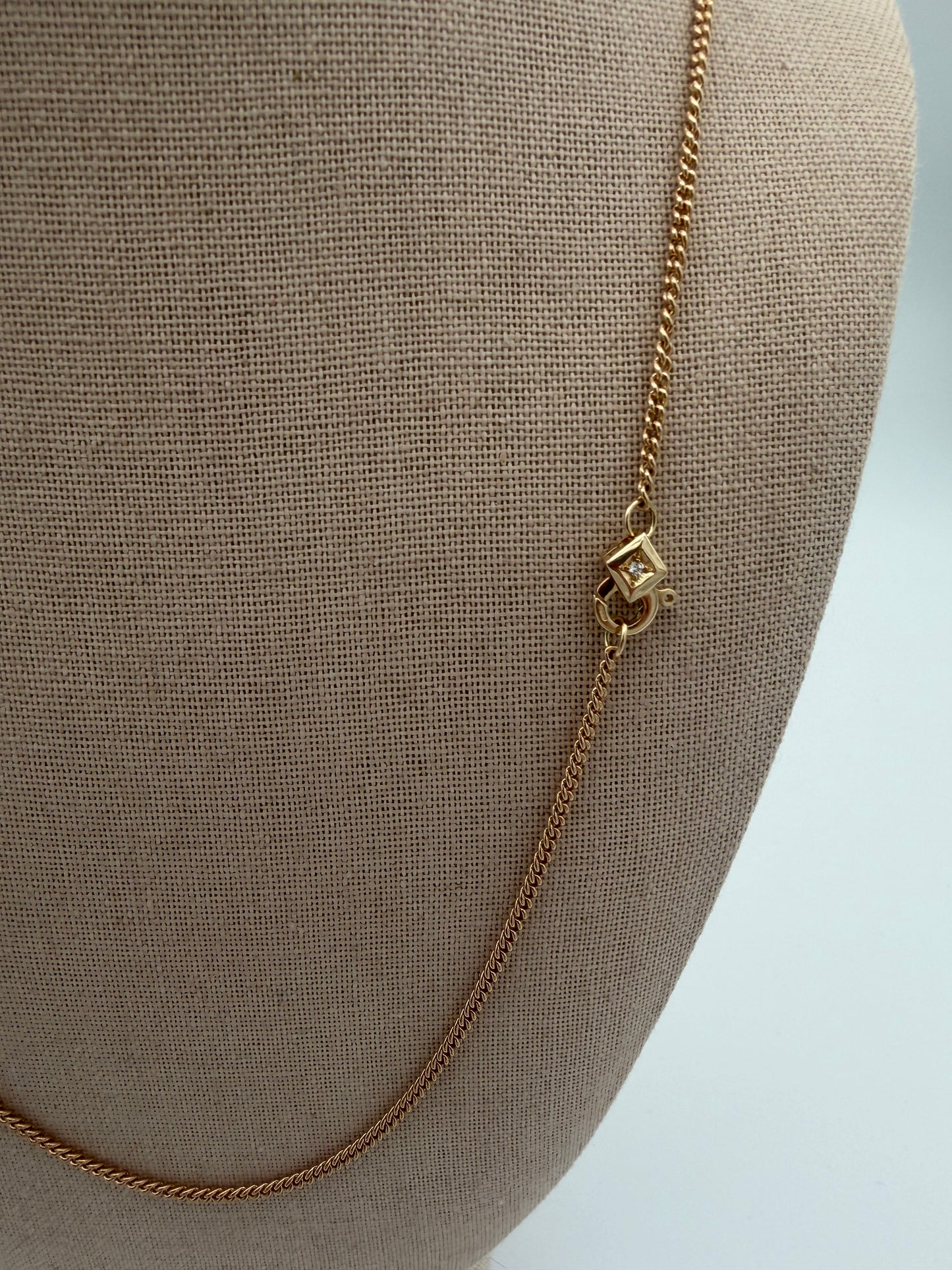14k Curb Chain Diamond Clasp