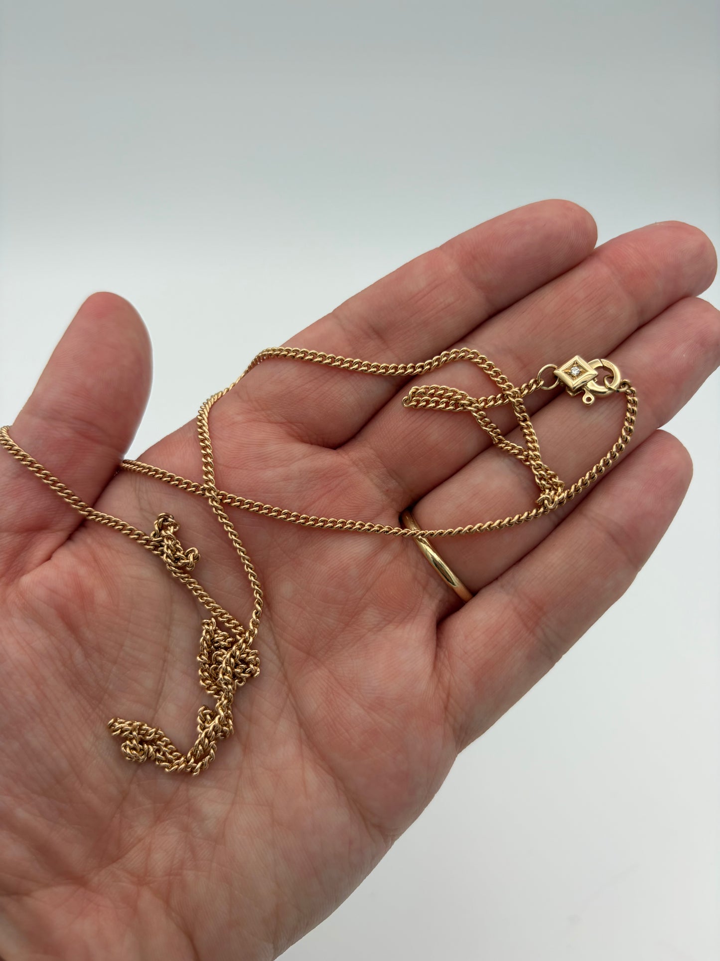 14k Curb Chain Diamond Clasp