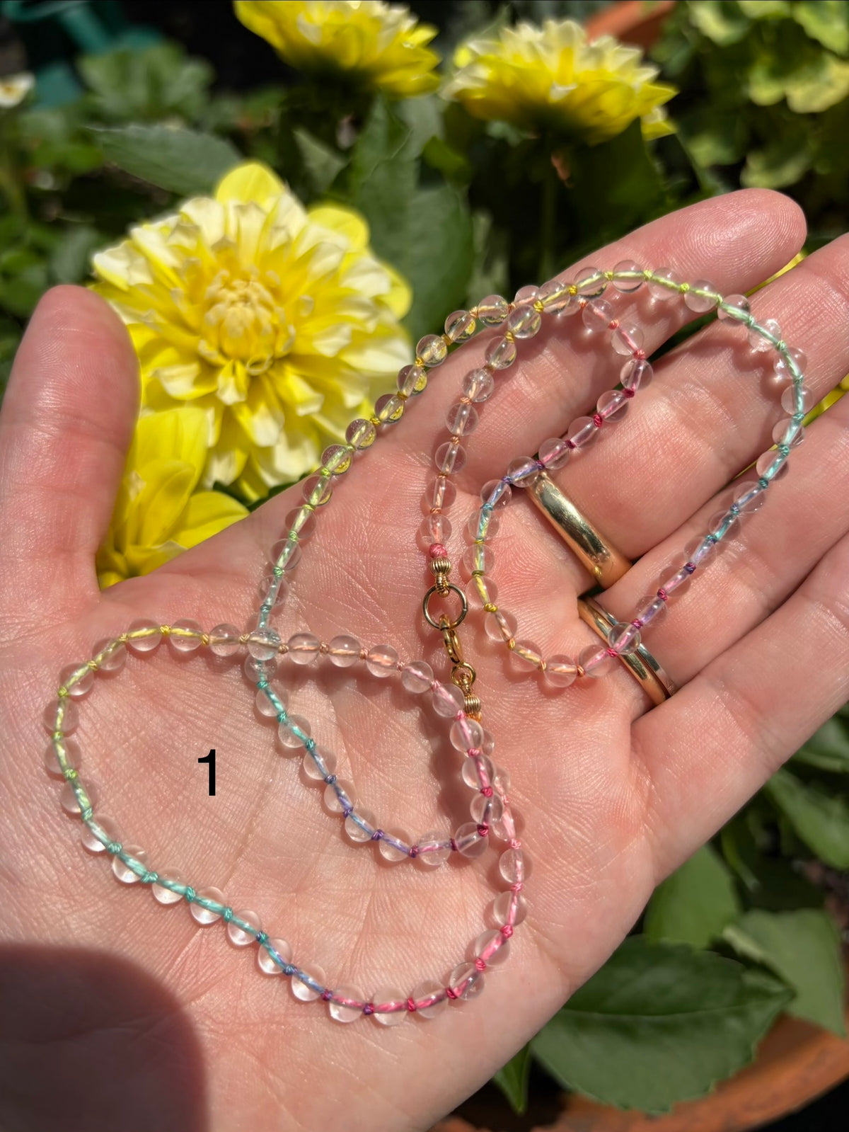 "Hawthorne Handmade" Rainbow Silk  Hand knotted W/Quartz