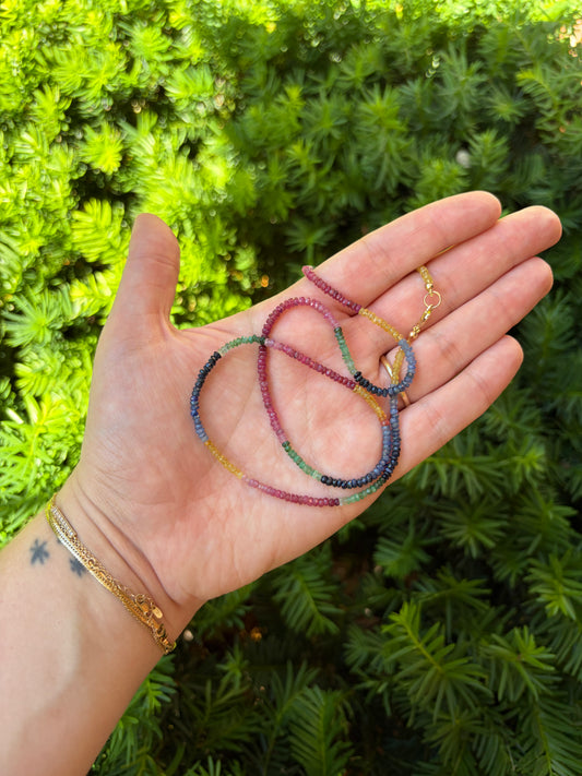 14k Rainbow Tourmaline Necklace