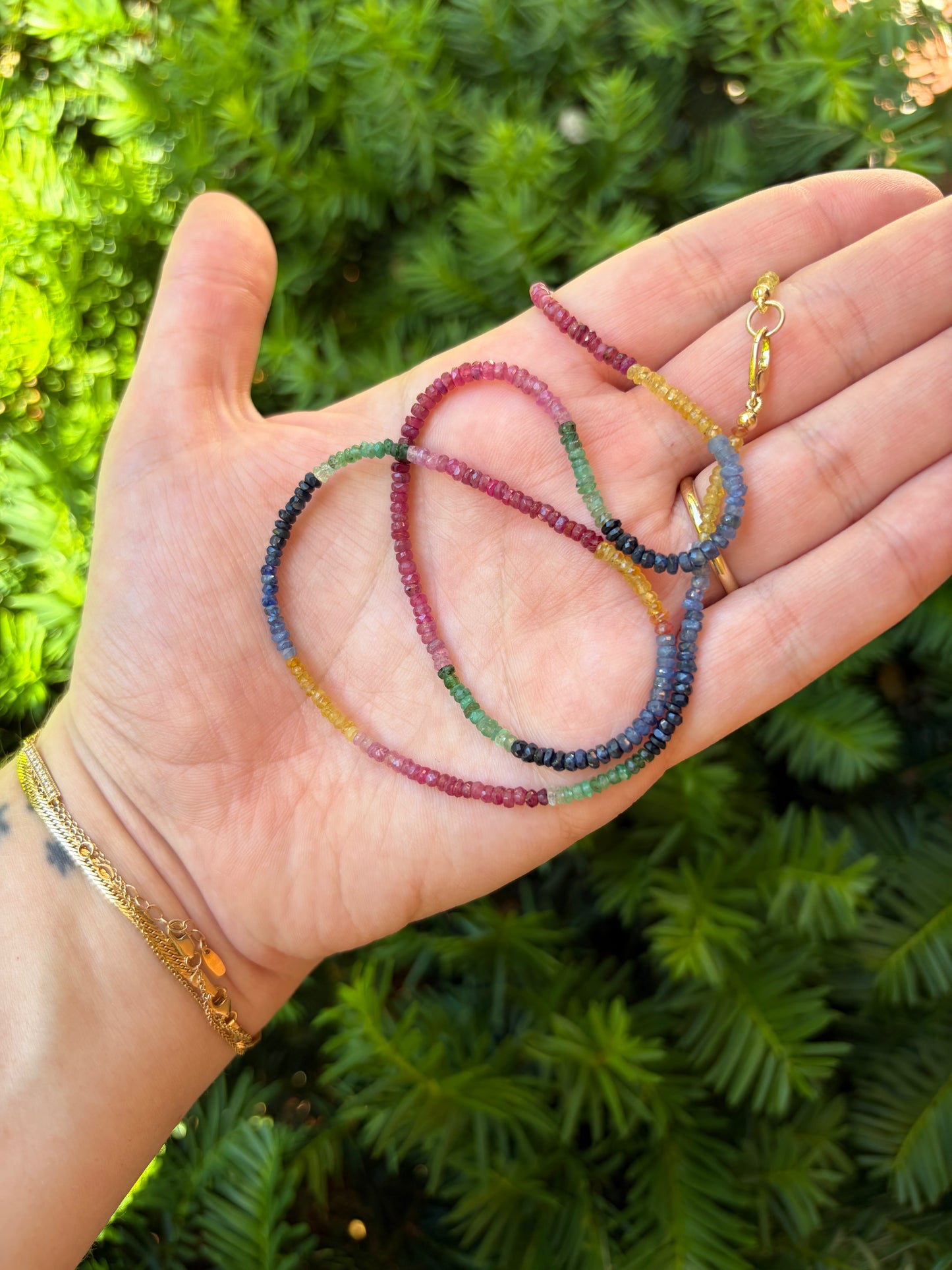 14k Rainbow Tourmaline Necklace