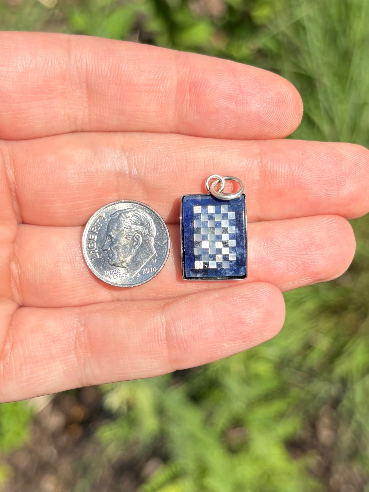 Lapis and Mother of Pearl Checkerboard