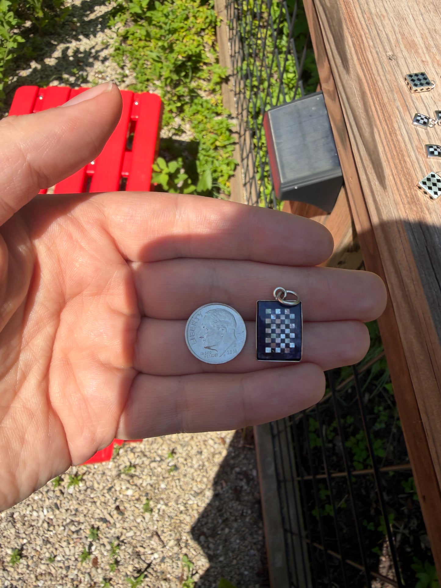 Lapis and Mother of Pearl Checkerboard