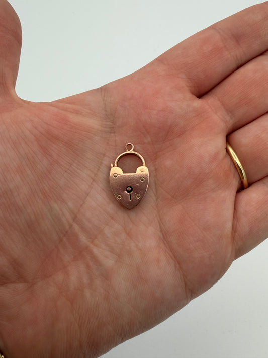 Vintage 9k Rose Gold Heart Padlock